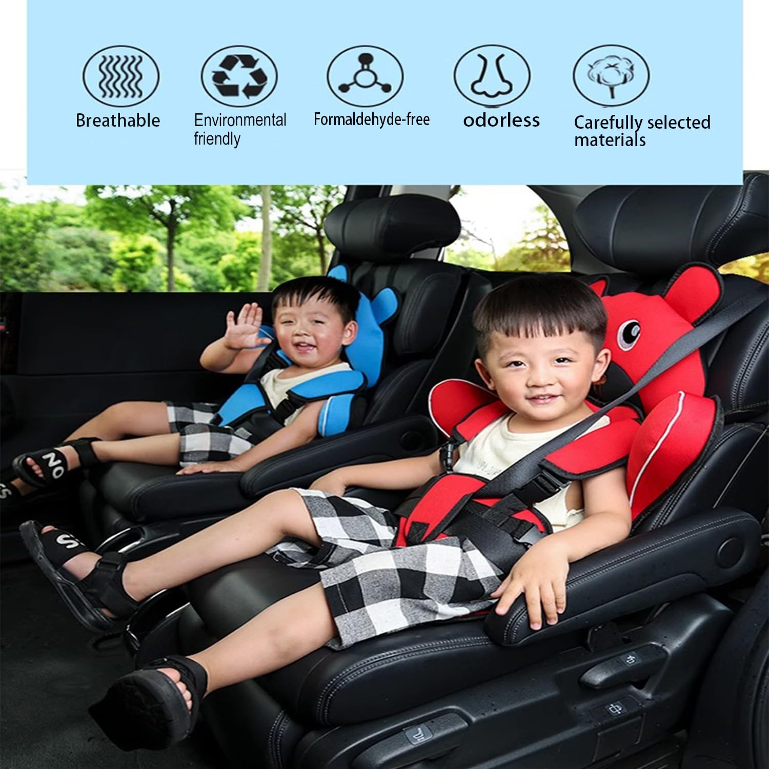 Portable Kids Travel Car Seat Cushion - Foldable Auto Seat Protector for 6-12 Years Old | Comfortable Support for Long Rides, Golf Cart & Road Trips