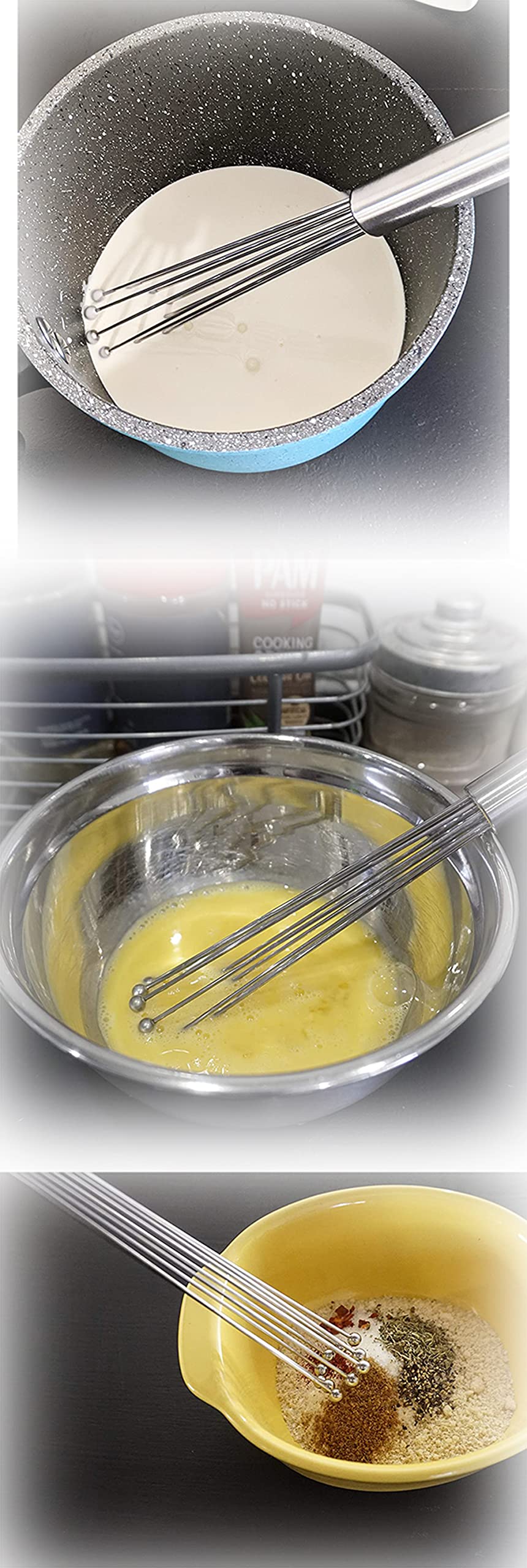 1 Piece Mini Ball Whisk - Durable 304 Stainless Steel Hand Blender for Mixing Sauces, Eggs, Cream - Eco-Friendly Kitchen Tool (12 Inch/30.4cm) - Perfect for Baking, Cooking & Whisking in Small Bowls