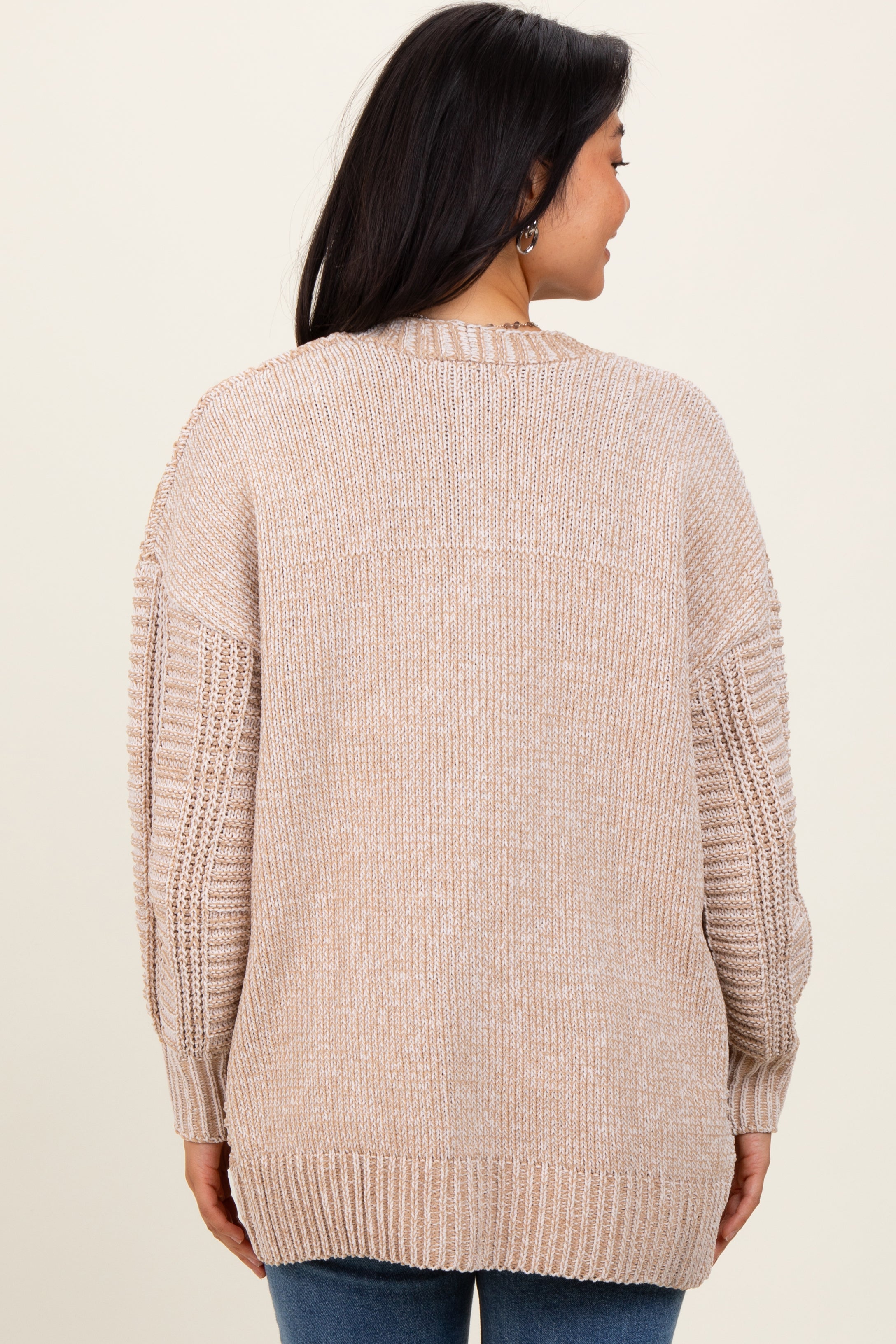 Beige and Cream Oversized Cable Knit Cardigan for Women - Cozy Chunky Knit Sweater for Fall & Winter - Perfect for Layering, Casual Outfits, and Cold Weather Fashion