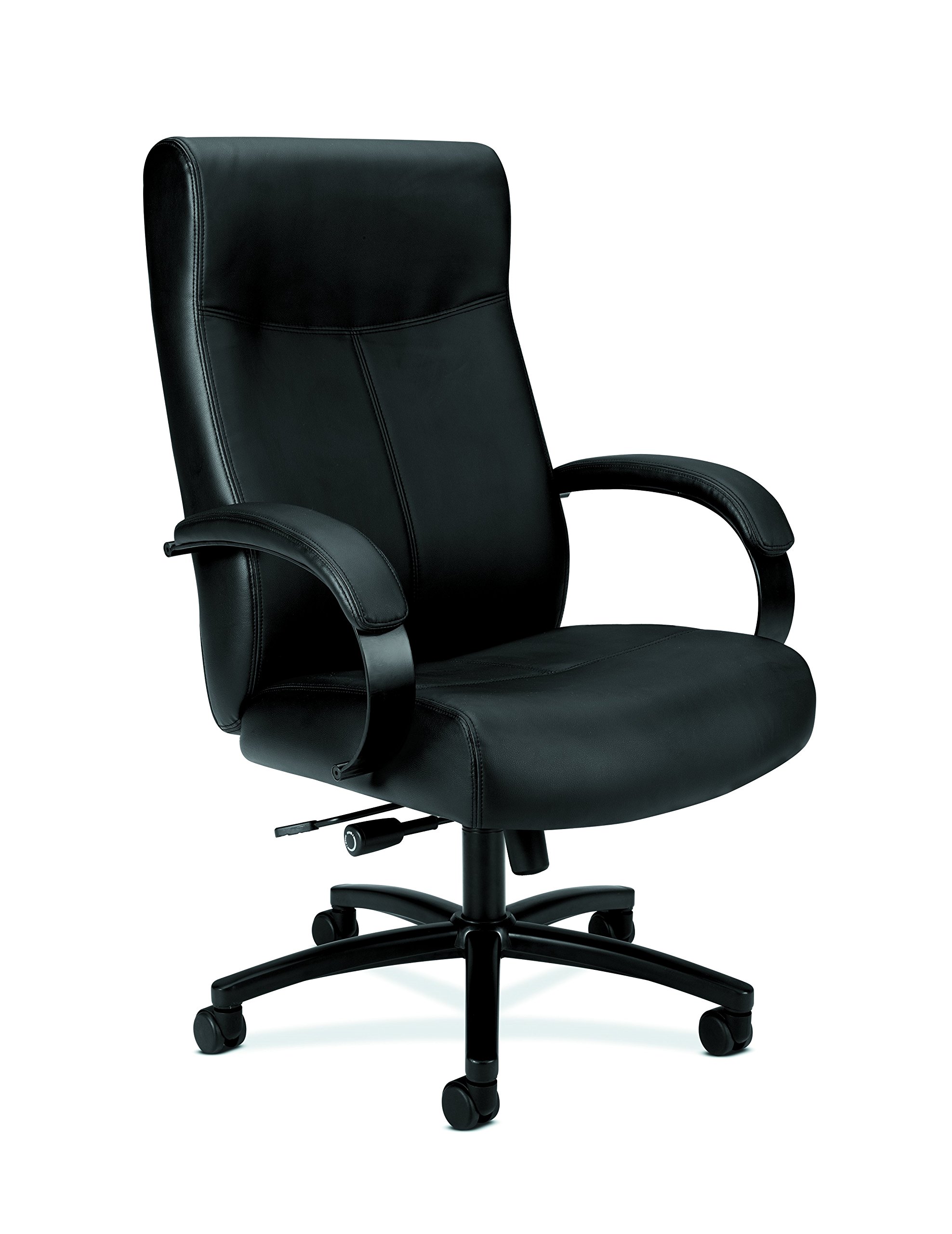 HON Validate Big and Tall Executive Chair - Heavy Duty Leather Office Chair with Adjustable Height, Lumbar Support & Swivel Base for Home & Business Workspaces - Black (HVL685) - Perfect for Long Hours at Computer Desk, Conference Rooms & Executive Offices