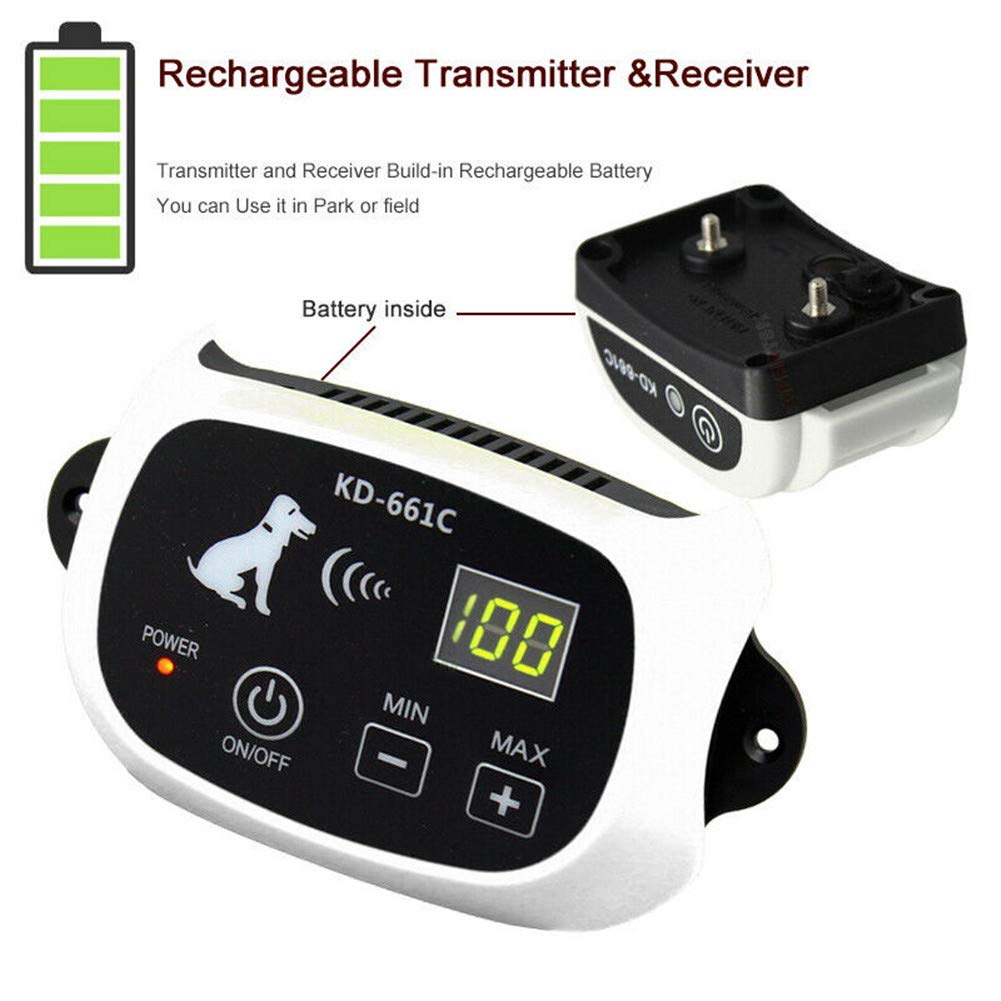 Wireless Dog Fence System - Safe & Effective Electric Pet Containment with Waterproof Collar, Adjustable Range & Distance Display - Beep & Shock Modes for 2 Dogs - Perfect for Yard Training & Outdoor Pet Safety