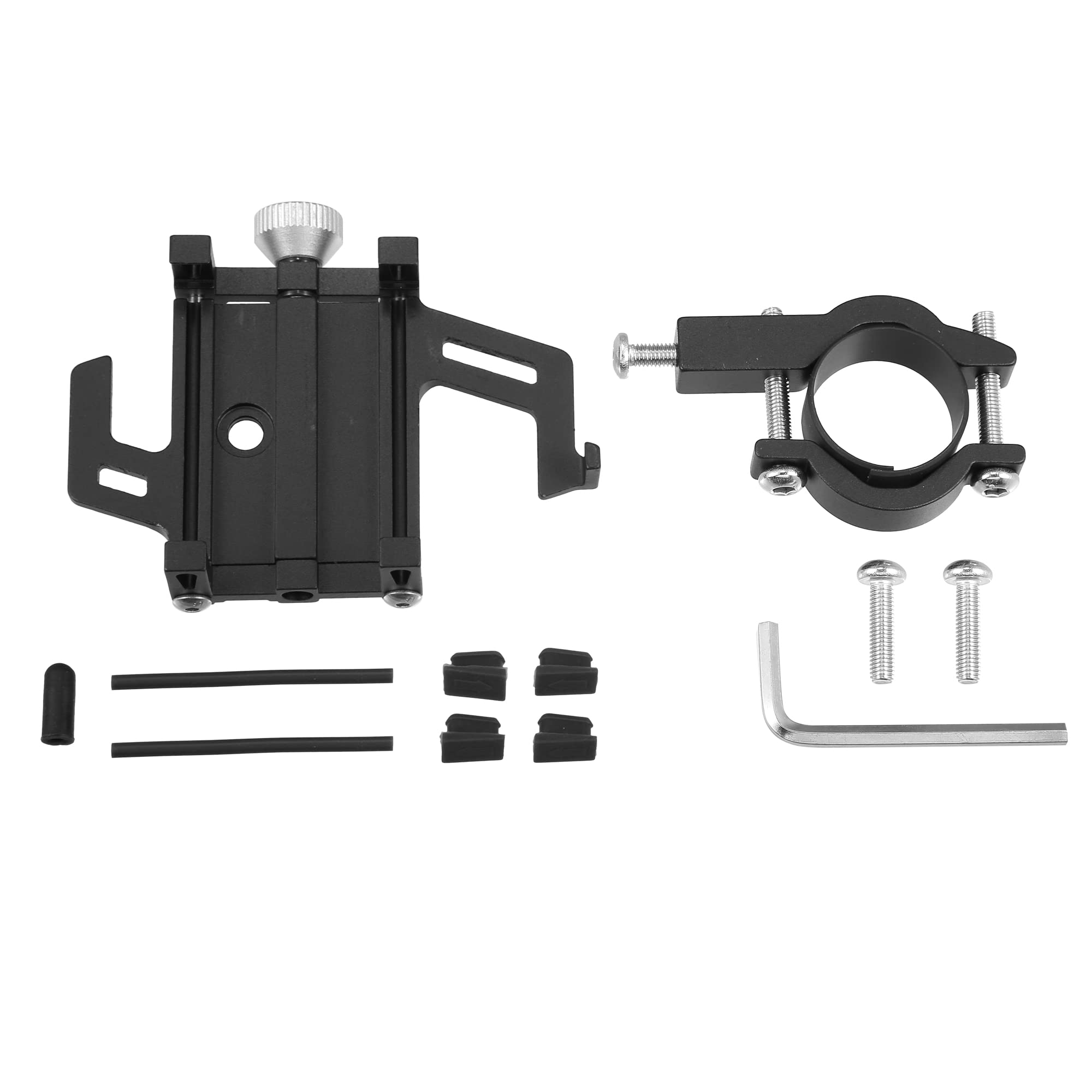 Motoforti 360° Rotatable Aluminum Alloy Motorcycle & Bicycle Phone Mount Holder - Universal Clip for ATV Scooter (Fits 3.5-7 Inch Smartphones) - Black - Perfect for Adventure Riding & Commuting