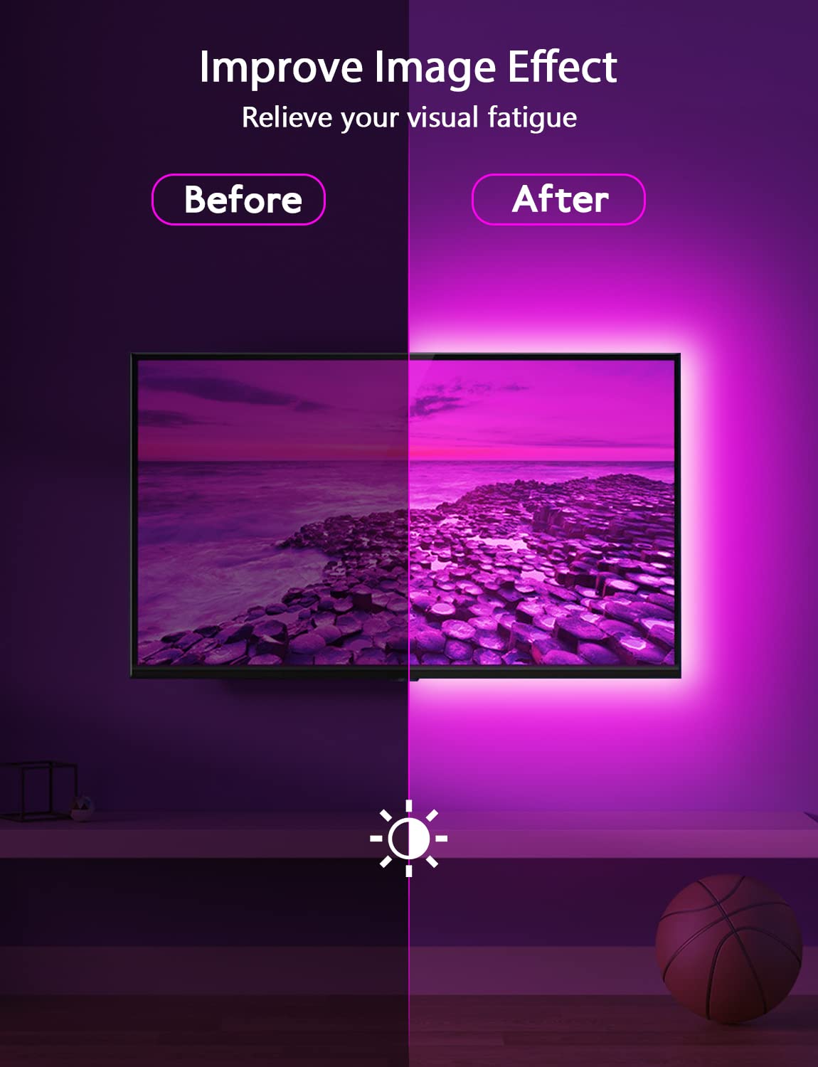 MATICOD RGB LED Strip Lights for TV Backlight - 9.84ft USB-Powered Smart TV Lights with App & Remote Control, Music Sync for 32-43 Inch TVs - Perfect for Home Theater, Gaming & Ambient Lighting