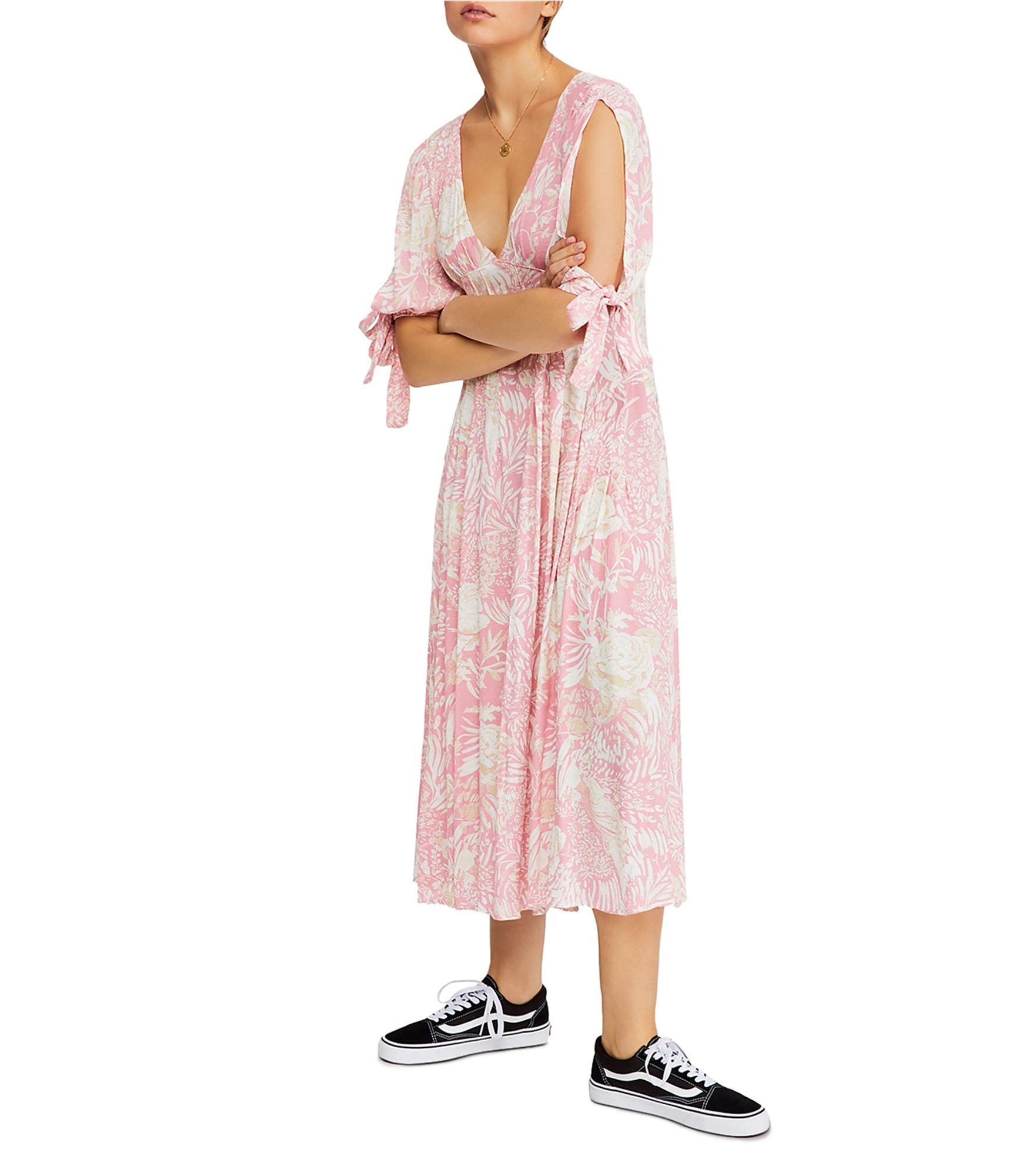 Free People Women's Floral Pintuck Maxi Dress - Boho Summer Beach Dress for Vacations, Weddings & Outdoor Parties