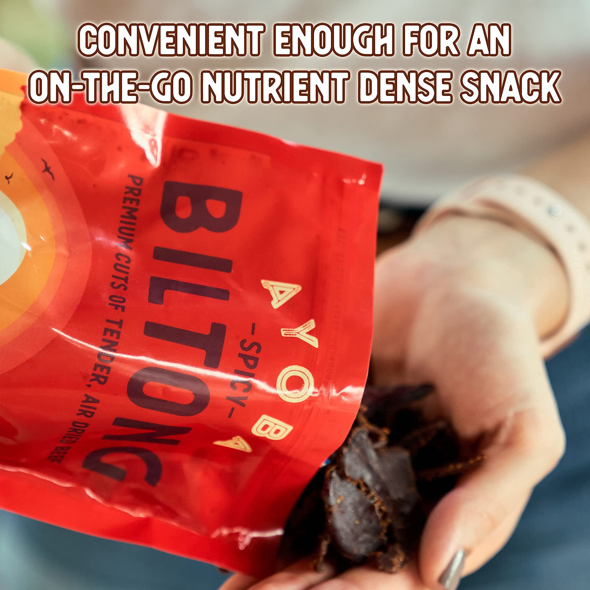 Ayoba Spicy Grass Fed Beef Biltong Slices - 2oz Pack | Keto, Paleo, Gluten Free, Whole30 Approved, Sugar Free, No Carb Meat Snack | Perfect for Hiking, Travel & Low Carb Diet