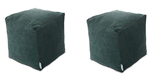 Premium Marine Villa Indoor Bean Bag Ottoman Pouf Cube (Set of 2) - Soft Comfortable Seating for Living Room, Bedroom, or Game Room - Perfect for Lounging, Reading, and Relaxing