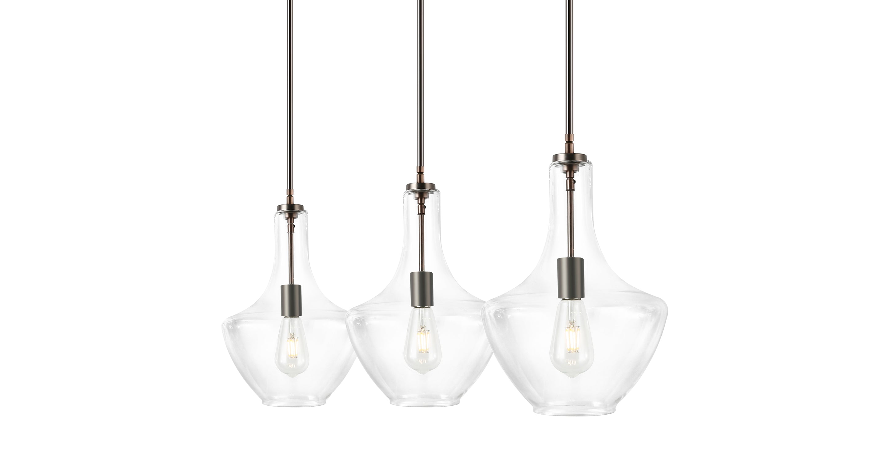 Modern 3-Light Pendant Island Lighting Fixture for Kitchen Dining Room - Brushed Nickel Finish, Adjustable Height, Dimmable LED Bulbs Included - Perfect for Home, Restaurant, and Cafe Decor