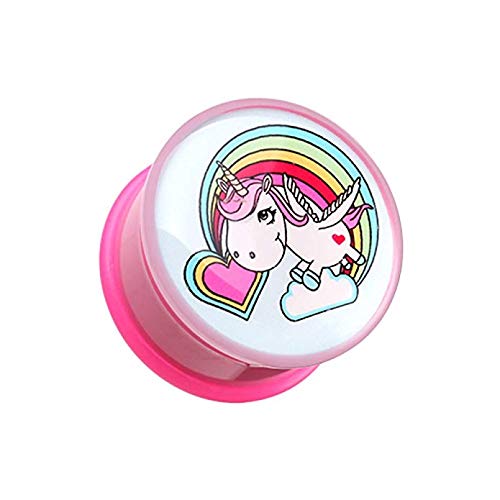 Rainbow Unicorn Ear Gauge Plug - Covet Jewelry for Fantasy Style
