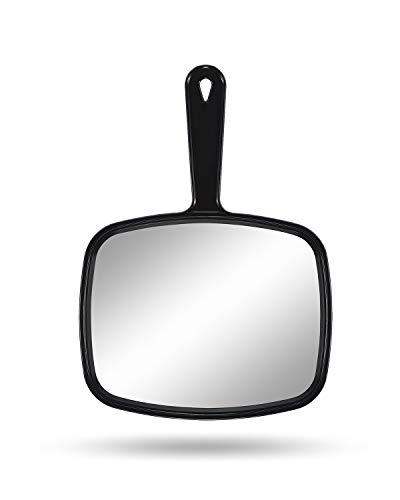 PROTECLE Handheld Makeup Mirror with Handle - Square Black Large Size - Perfect for Barber, Hairdressing, Salon, Home Makeup & Travel Use