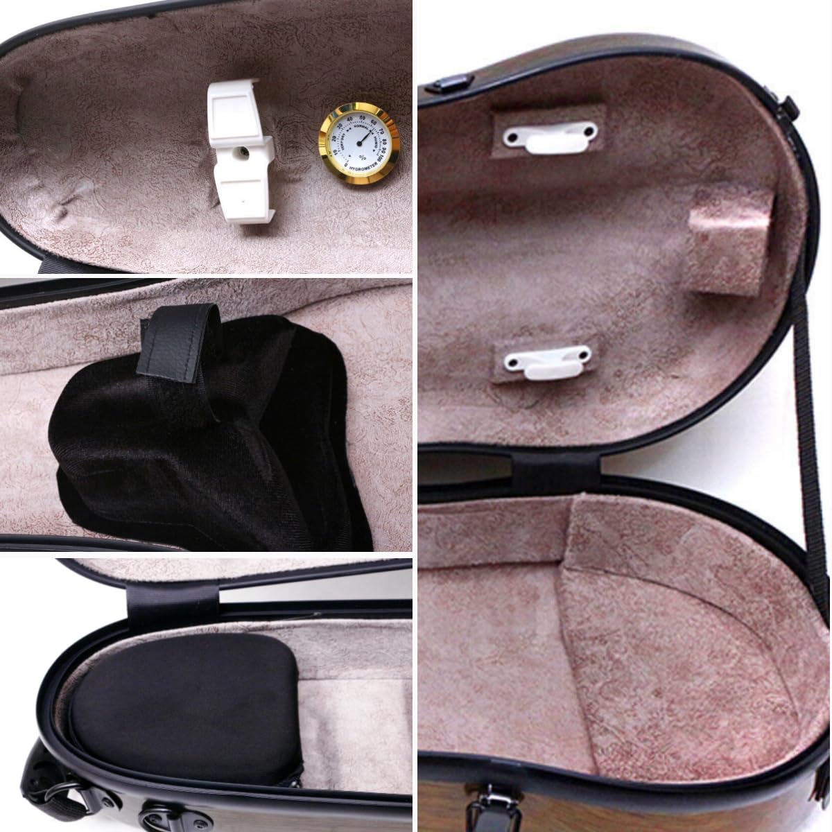 Premium 4/4 Carbon Fiber Violin Case - Lightweight Hard Shell with Adjustable Back Straps & External Storage Bag (Brown) | Perfect for Travel, Performances & Music Students