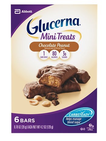 Glucerna Mini Nutrition Bars - Chocolate Peanut Flavor (Pack of 6) | Diabetic-Friendly Snacks for On-the-Go Energy & Blood Sugar Management