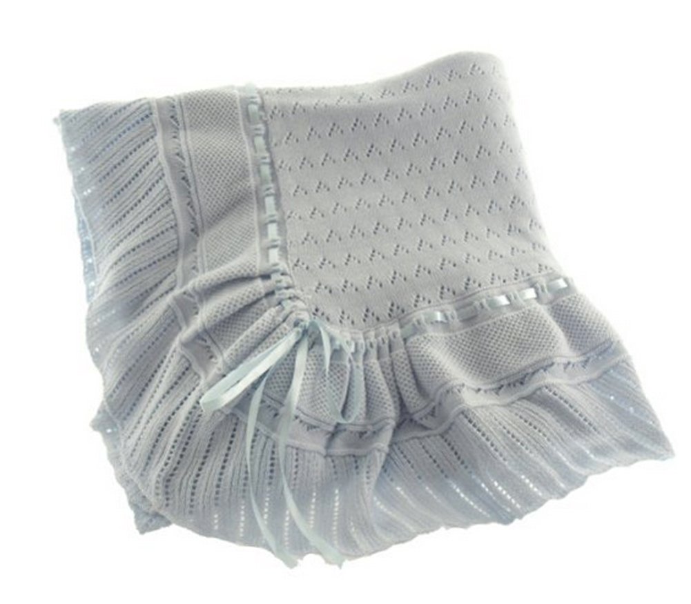 Feltman Brothers Baby Boy Blue Knit Shawl Blanket - Soft & Cozy Newborn Wrap for Boys - Perfect for Swaddling, Nursing, and Photo Shoots