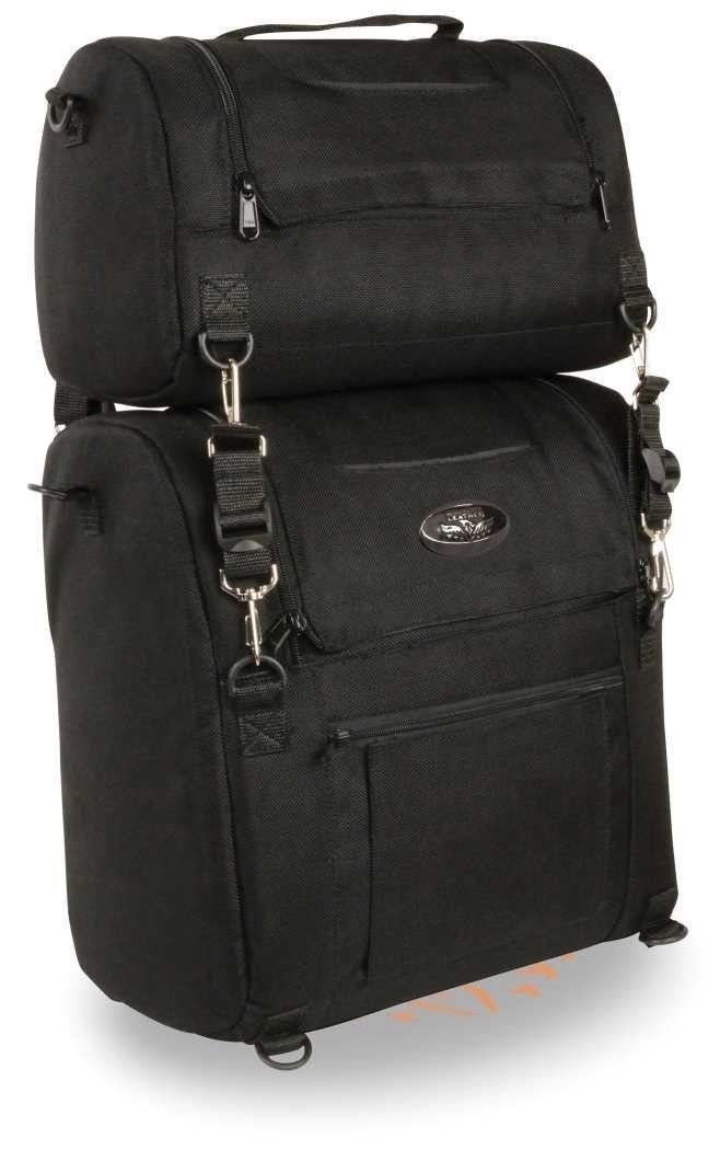 2-Piece Motorcycle Sissy Bar Bag Set - Waterproof Nylon Travel Luggage for Harley, Cruiser & Touring Bikes - Perfect for Road Trips & Daily Commutes