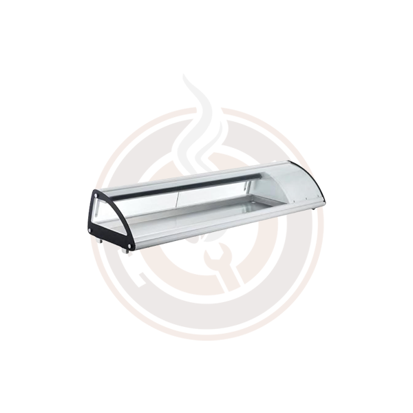 Omcan 69-Inch Commercial Sushi Display Case with Curved Glass - 103L Capacity (Model 43116) - Perfect for Restaurants, Buffets & Sushi Bars