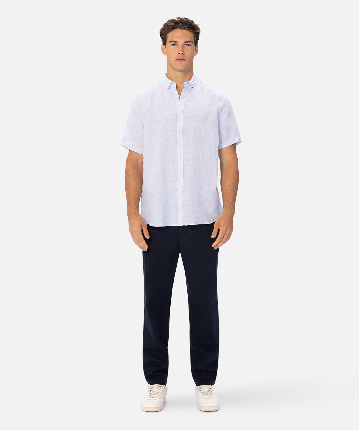 Premium Tennyson Linen Short Sleeve Shirt for Men - Sky Blue | Breathable & Lightweight Summer Casual Shirt | Perfect for Beach, Vacation & Outdoor Activities