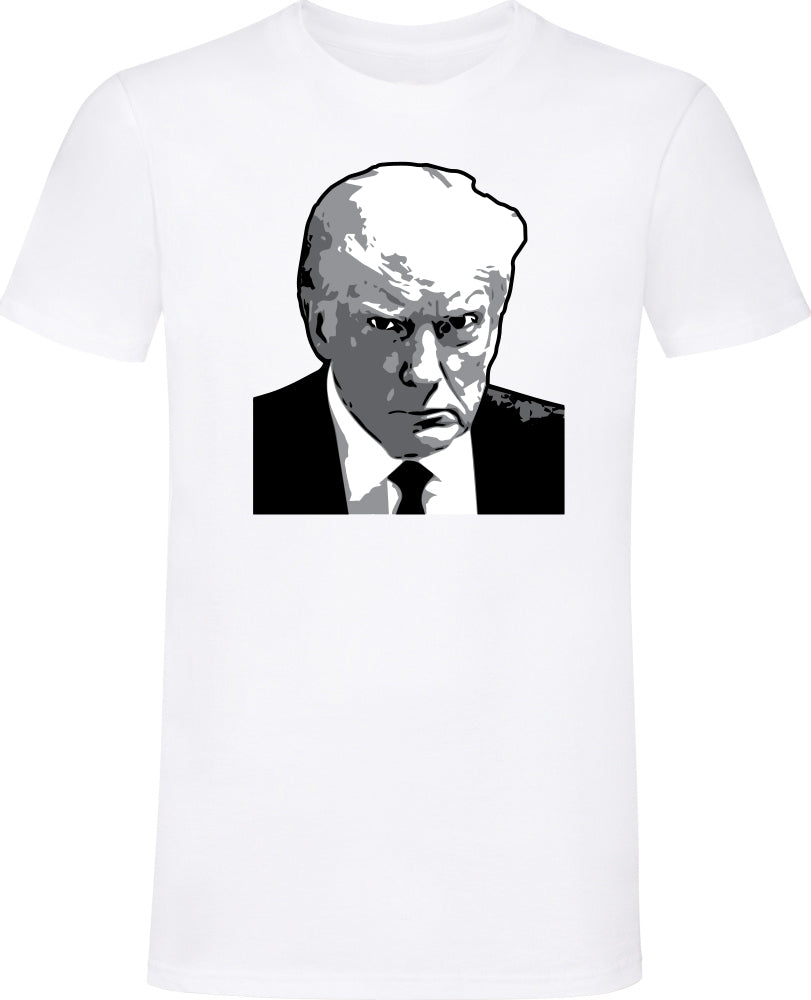 Donald Trump Mug Shot T-Shirt - Funny Political Novelty Tee for Trump Supporters & Collectors - Great for Protests, Rallies & Gag Gifts