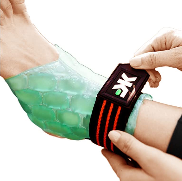 KOOL'N FX Hot & Cold Therapy Gel Pack for Ankle & Foot Pain Relief - Adjustable, Reusable Hexfit Technology - Ideal for Sprained Ankles, Bursitis, Swelling & Sports Injuries - Perfect for Athletes, Runners & Post-Surgery Recovery (Small/Medium)