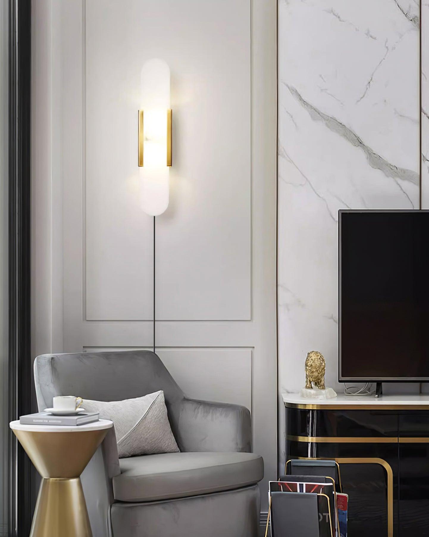 Melange Elongated Plug-in Wall Sconce Light - Modern Plug in Wall Lamp for Bedroom, Living Room & Hallway Lighting