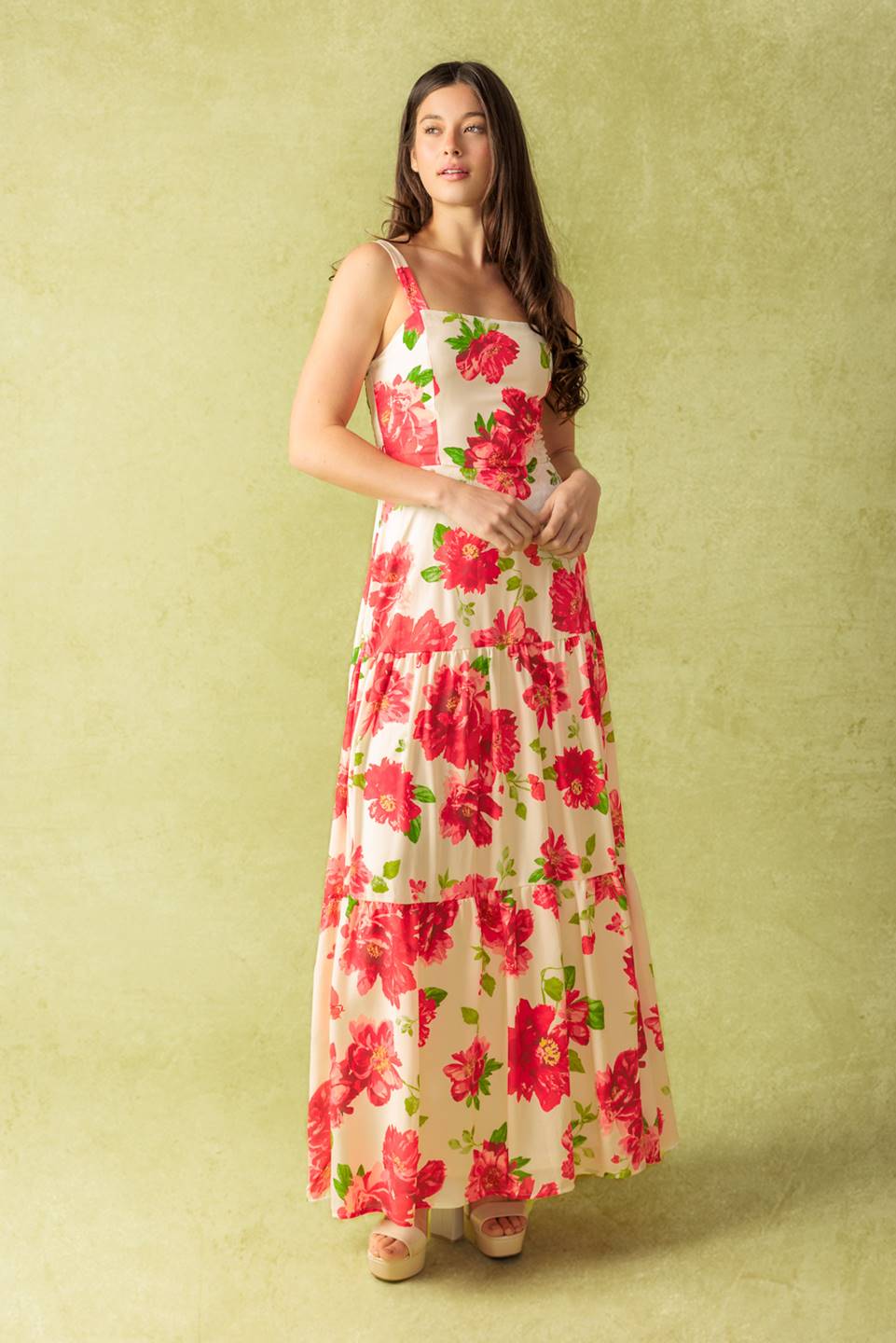 Elegant Red Floral Maxi Dress for Women | Summer Boho Chic Long Dress | Perfect for Beach Vacations, Weddings & Date Nights