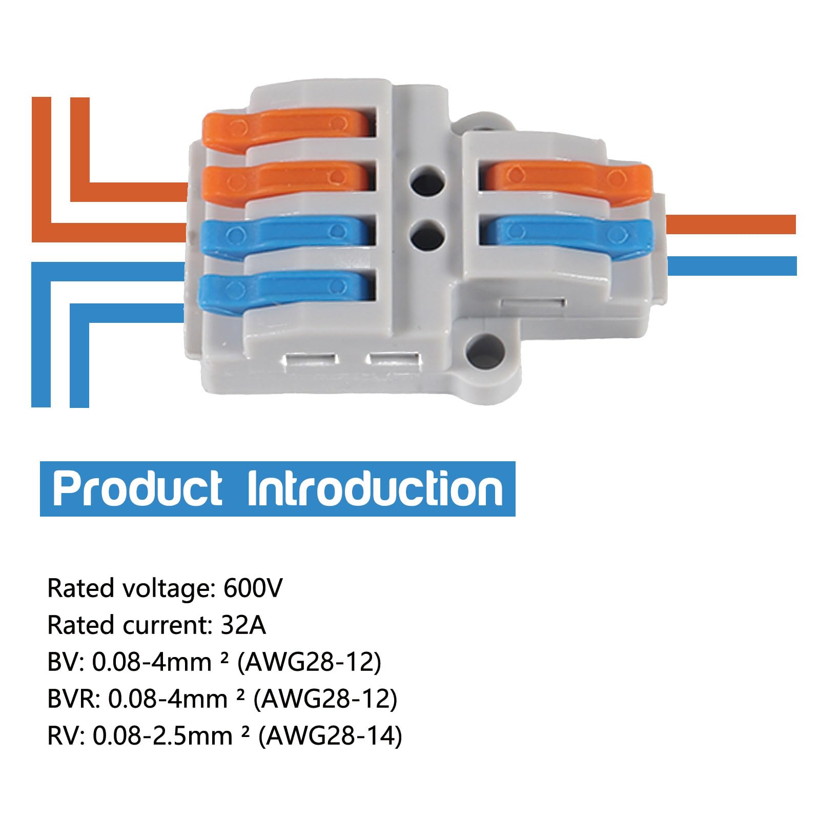 10PCS Lever Wire Connectors 2 in 4 Out - 28-12 AWG Quick Connect Electrical Splice Connectors for Home Wiring, Automotive & DIY Electrical Projects - Secure Inline Wire Splices for Reliable Circuit Connections