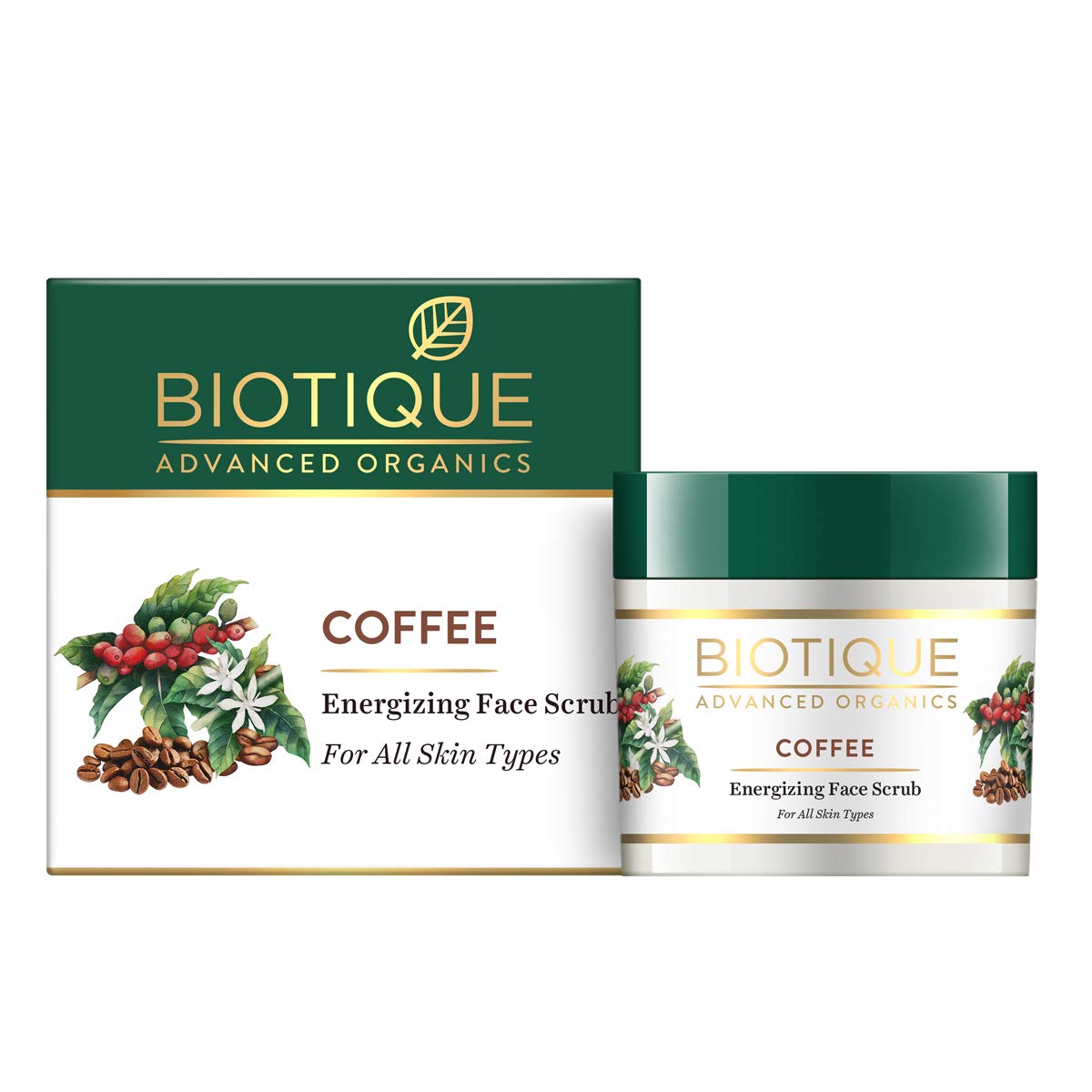 Biotique Coffee Energizing Face Scrub for All Skin Types - 50g | Deep Exfoliating Cleanser, Blackhead Remover & Skin Brightener | Perfect for Morning Routine & Pre-Makeup Prep
