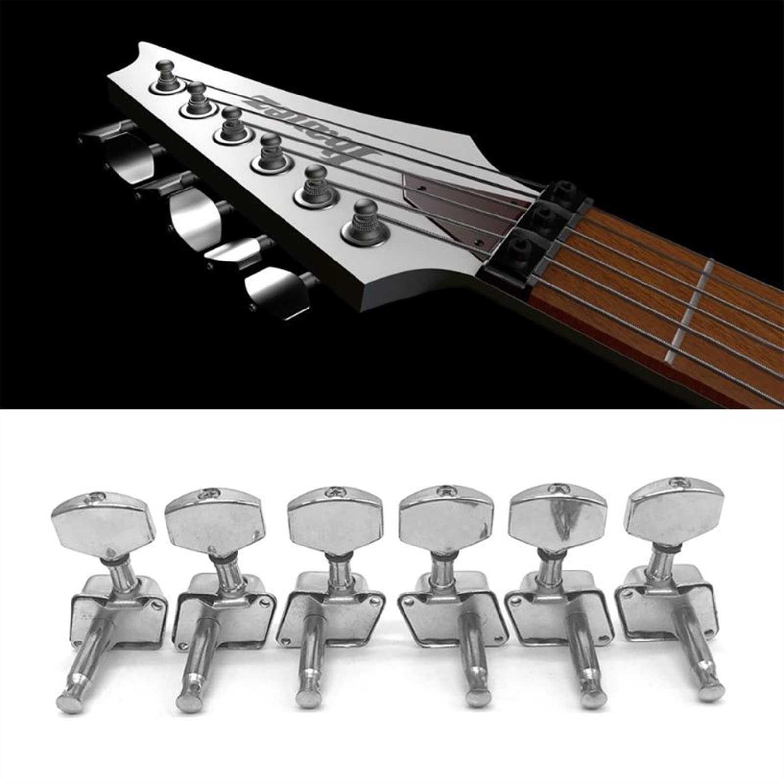 6-Piece Acoustic Guitar Machine Head Tuners - Left & Right Handed Guitar Tuning Pegs for Folk & Classical Guitars - Premium Replacement Tuners for Smooth String Tuning | Perfect for Guitar Maintenance & DIY Repairs
