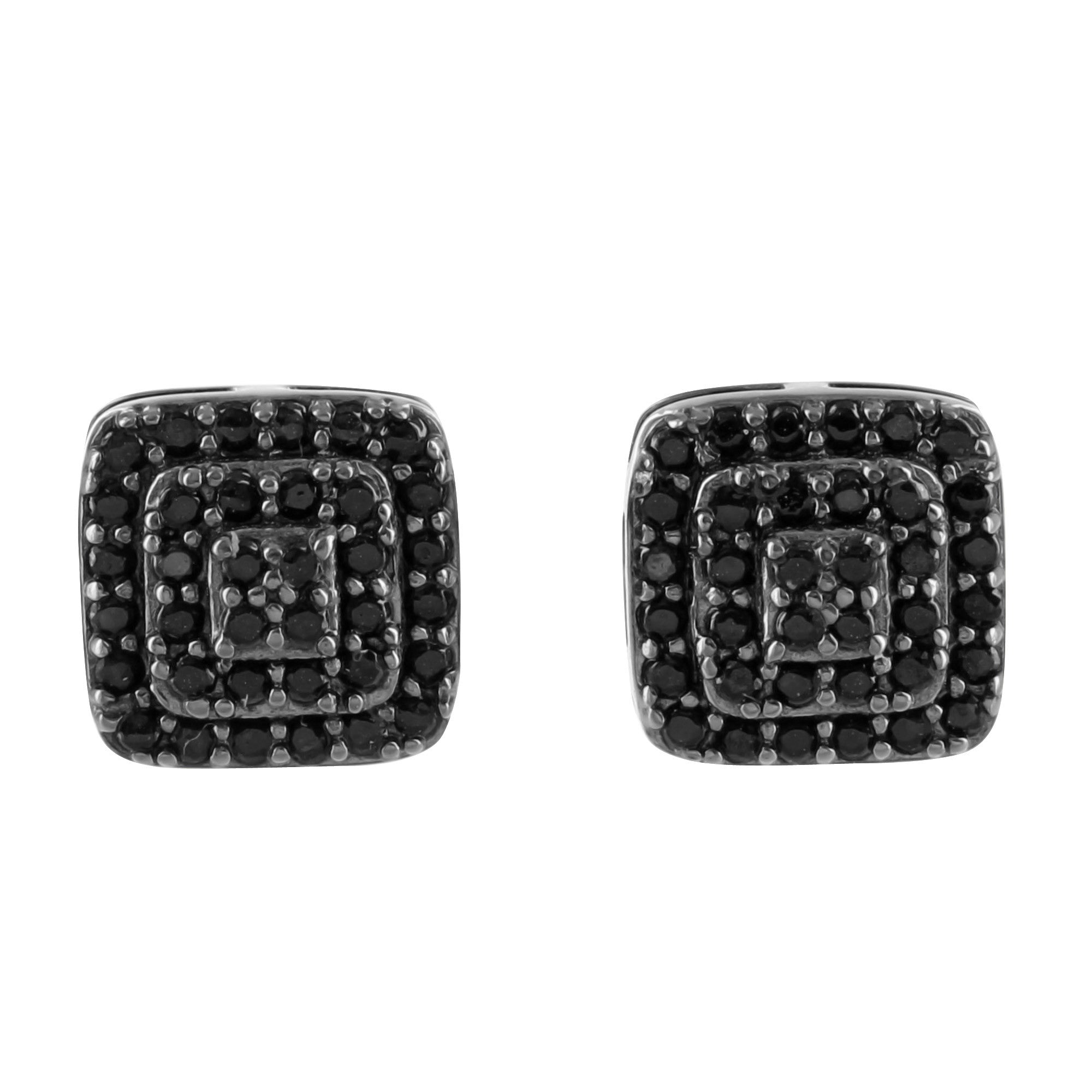 Lab-Created Black Diamond Sterling Silver Square Stud Earrings for Women – Perfect for Weddings, Parties & Everyday Elegance