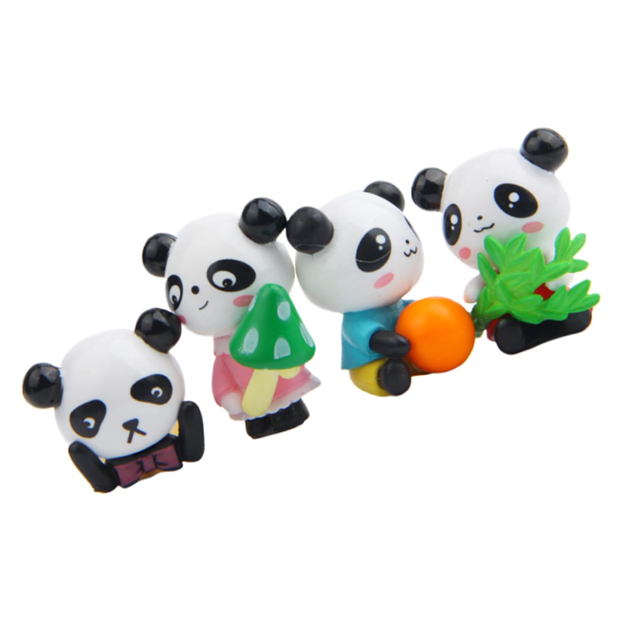 CIYODO 4pcs Mini Panda Figurines - Cute Terrarium Decor, Aquarium Ornaments, Bonsai Accents & Cake Toppers - Perfect for DIY Crafts, Fairy Gardens, Home Decor & Party Supplies