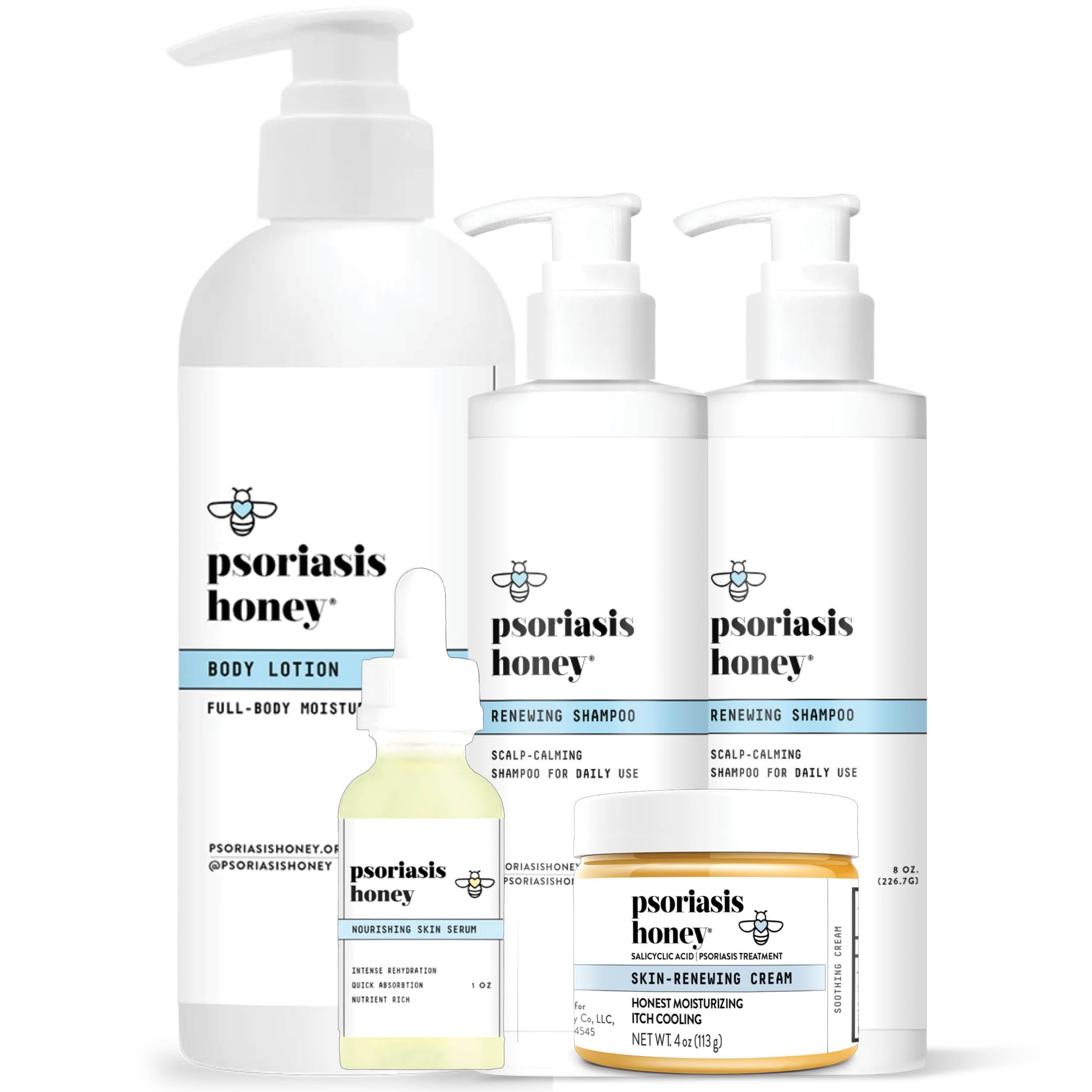 Ultimate Relief Kit for Itchy Scalp & Dry Skin - Eczema & Dandruff Treatment with Skin Renewing Cream, Hydrating Body Serum, Moisturizing Shampoo & Conditioner - Daily Soothing Care for Sensitive Skin at Home or Travel