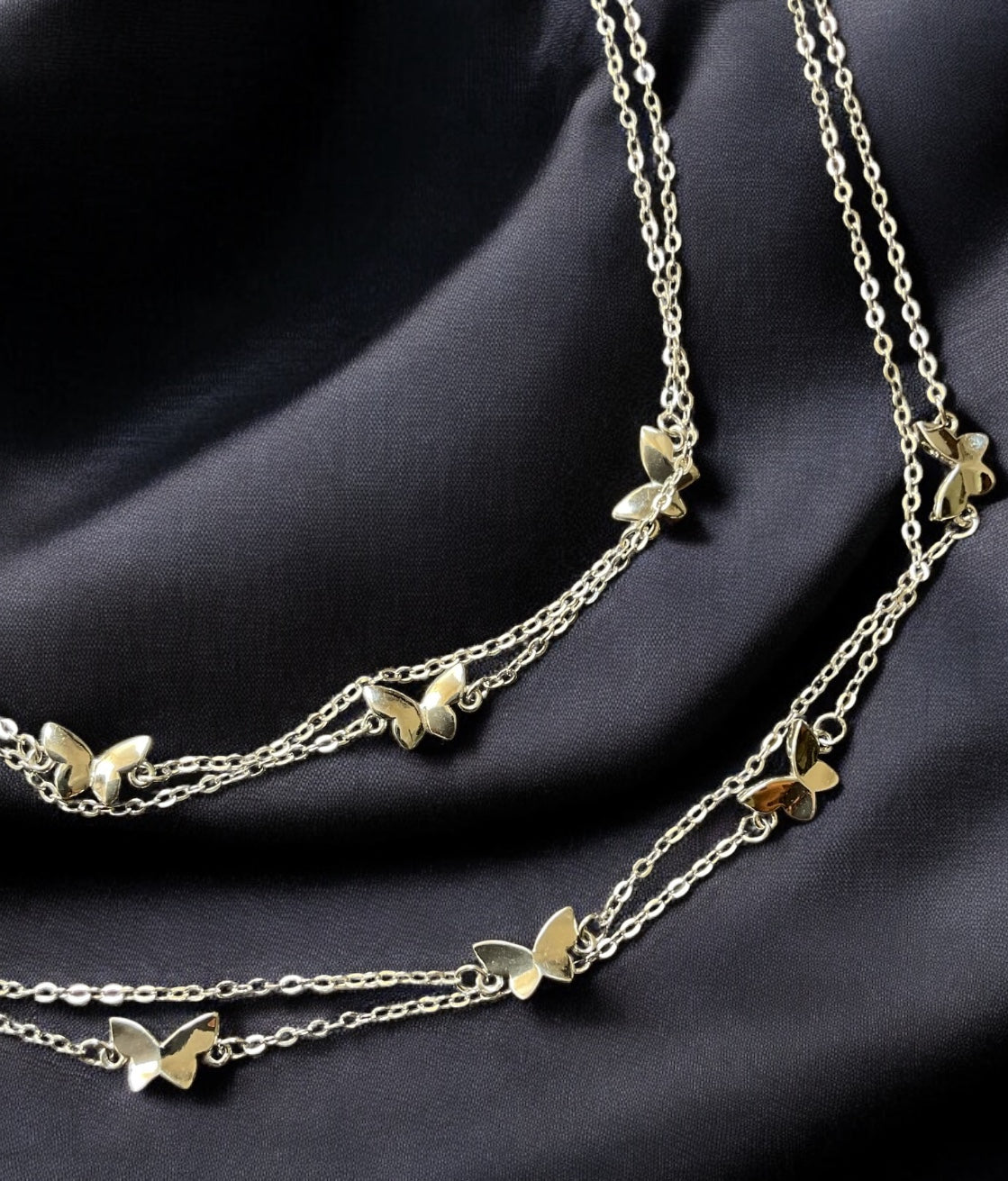 Elegant Break Free Butterfly Layered Silver Anklet Jewelry – Perfect for Beach Vacations, Summer Outfits & Boho Fashion