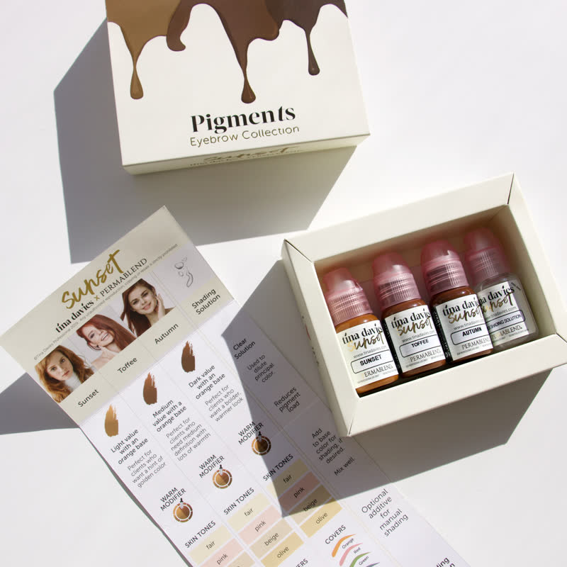 Perma Blend Luxe Tina Davies Sunset Collection Box Set - Professional Permanent Makeup Pigments for Eyebrows, Lips & Eyeliner | Perfect for Tattoo Artists & Beauty Salons