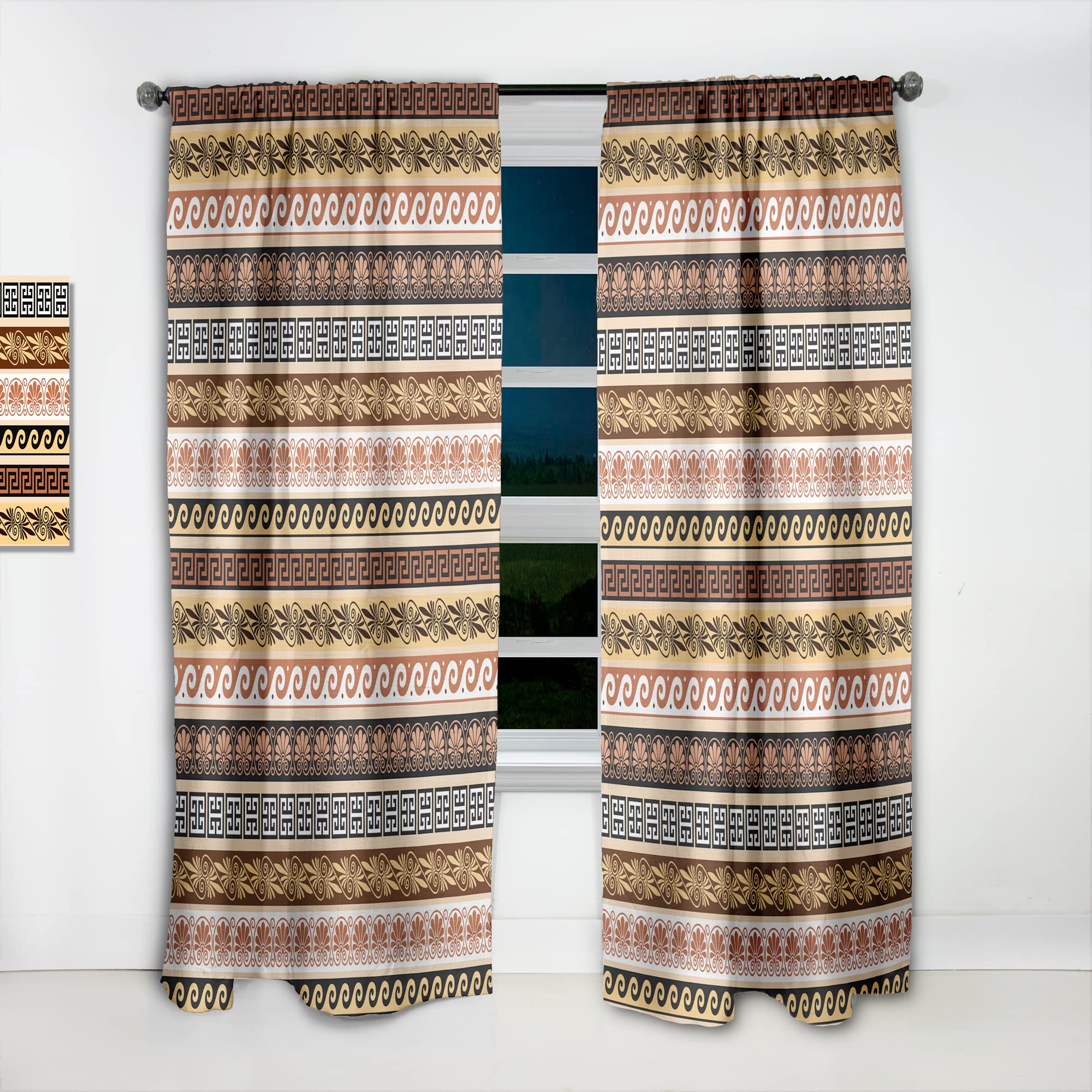 DesignQ Thermal Insulated Blackout Curtains - Ancient Greek Pattern Single Panel (52x120 Inches) for Bedroom & Living Room - Elegant Window Drapes for Home Decor, Noise Reduction & Light Blocking