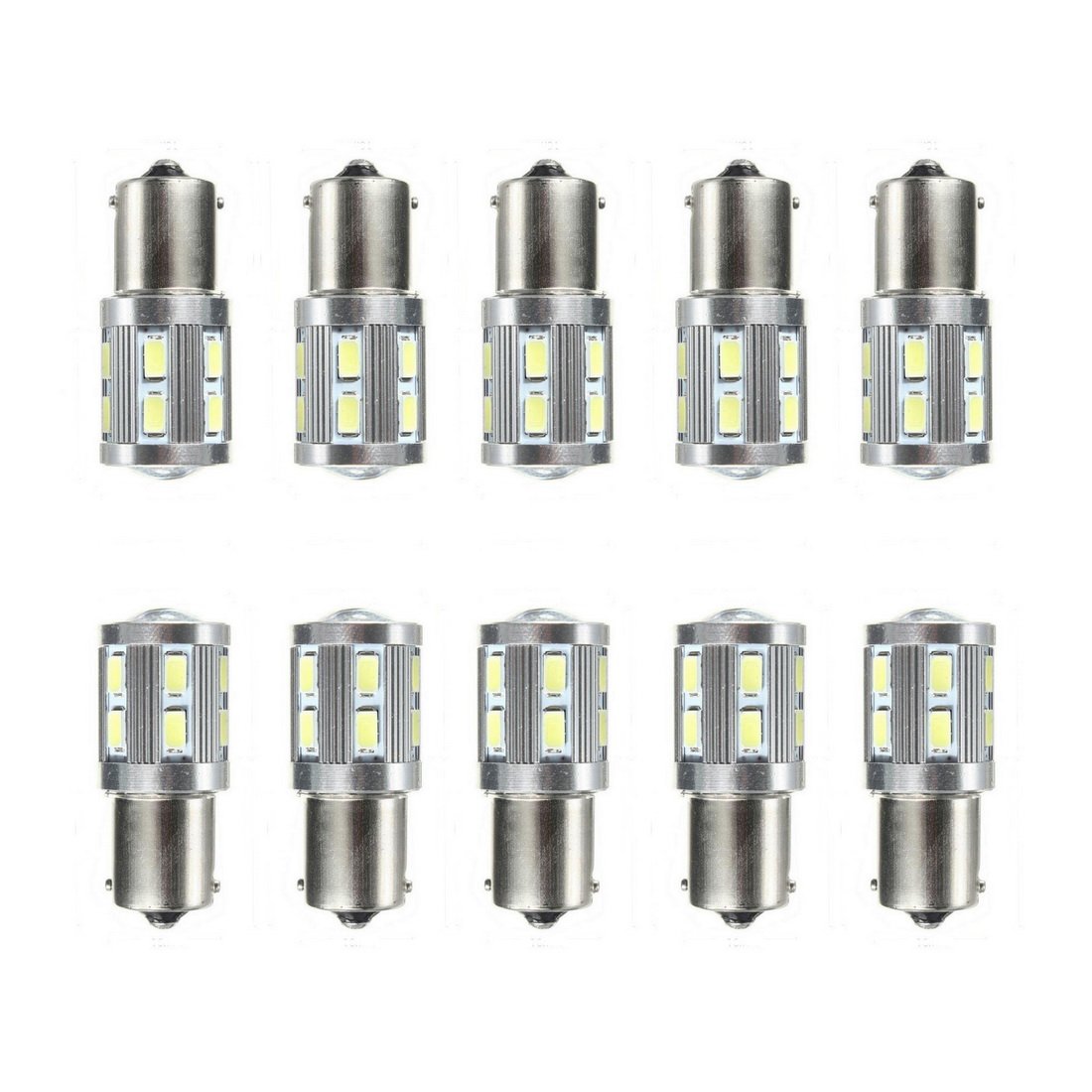 WerFamily 1156 BA15S Super Bright White 12-SMD 5730 + 1 CREE High Power LED Bulbs - Car Reverse/Brake/Tail/Turn Signal Lights DC12V (Pack of 10) - Perfect for Vehicle Lighting Upgrades & Safety Enhancement