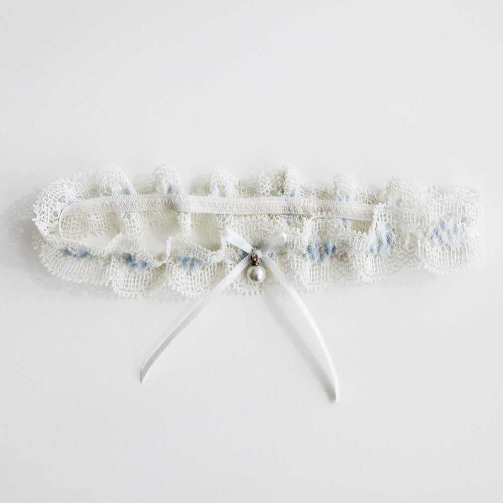Florence Pearl Drop Lace Garter - Elegant Bridal Garter Set for Wedding, Boudoir Photography & Special Occasions