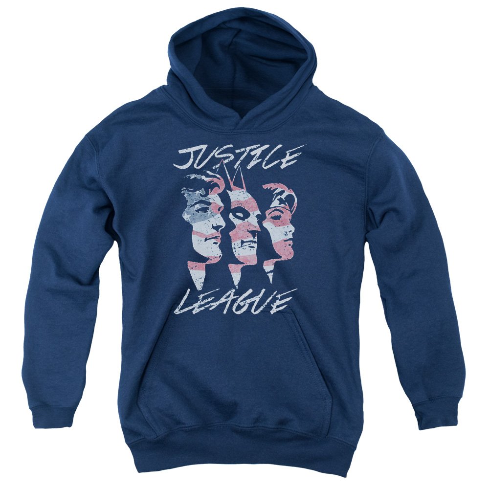 Trevco JLA Justice For America Unisex Youth Pullover Hoodie - Superhero Costume & Casual Wear for Kids & Teens - Perfect for Halloween, Cosplay, and Everyday Outfits