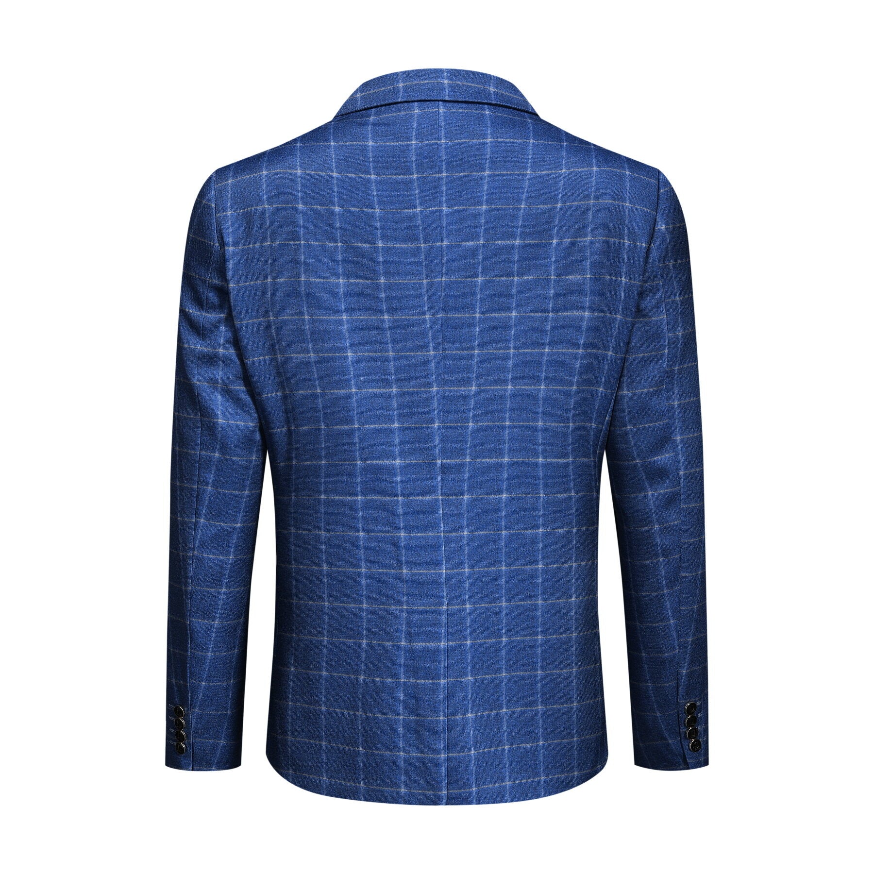 3 Piece Slim Fit Royal Blue Plaid Modern Suit for Men - Business Formal & Wedding Attire - Perfect for Office, Interviews, and Special Occasions