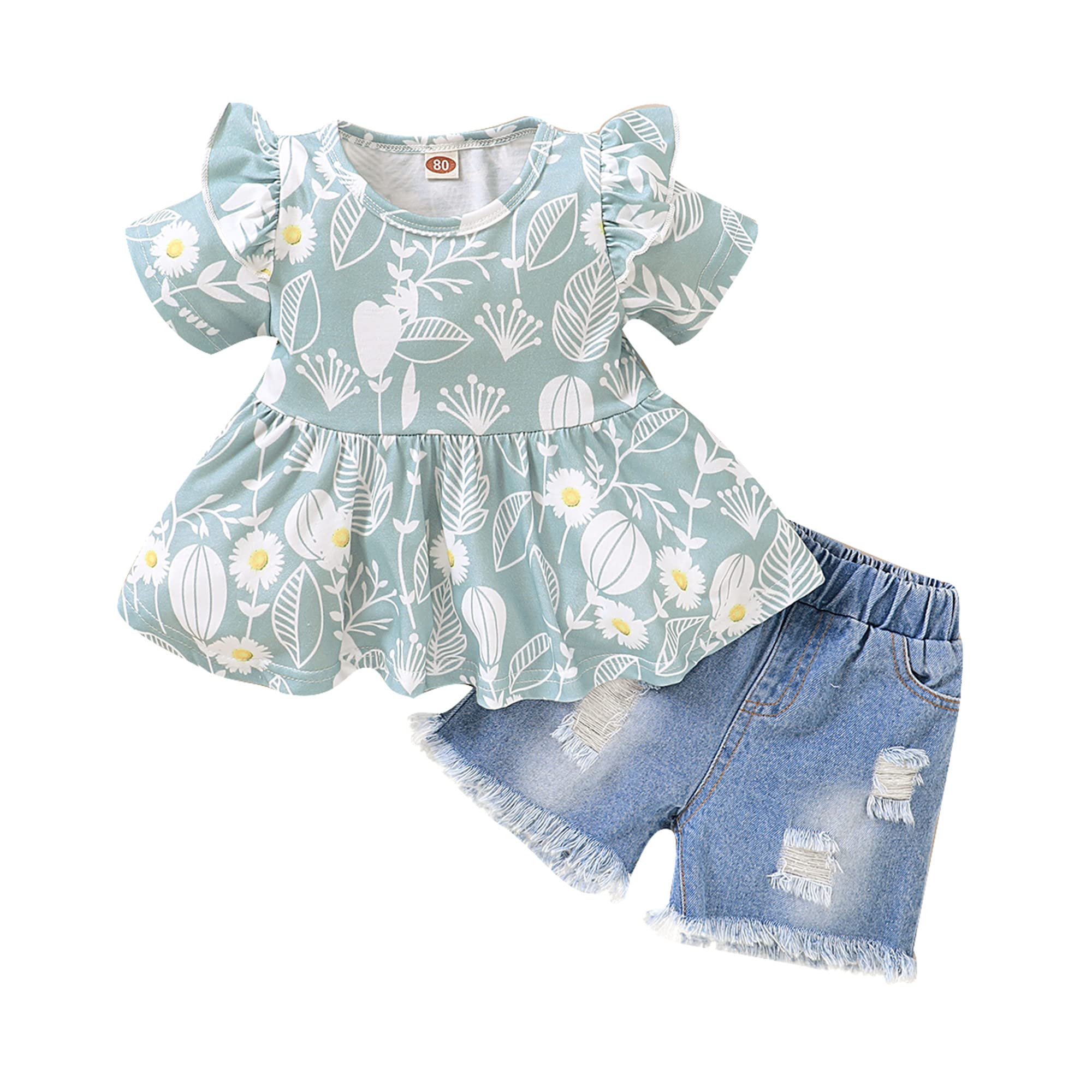 Baby Girl Summer Outfits - Toddler Girl Clothes Set with Ripped Denim Shorts & Cute Tops | Perfect for Playdates, Beach Trips & Family Photos