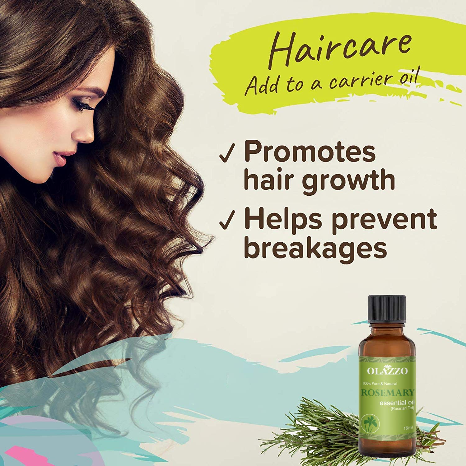 Olazzo 100% Pure Rosemary Essential Oil 15ml – Natural Aromatherapy Oil for Hair Growth, Skin Care & Scalp Health – Perfect for Diffusers, DIY Blends, Massage & Home Fragrance – Great for Relaxation, Stress Relief & Air Freshening