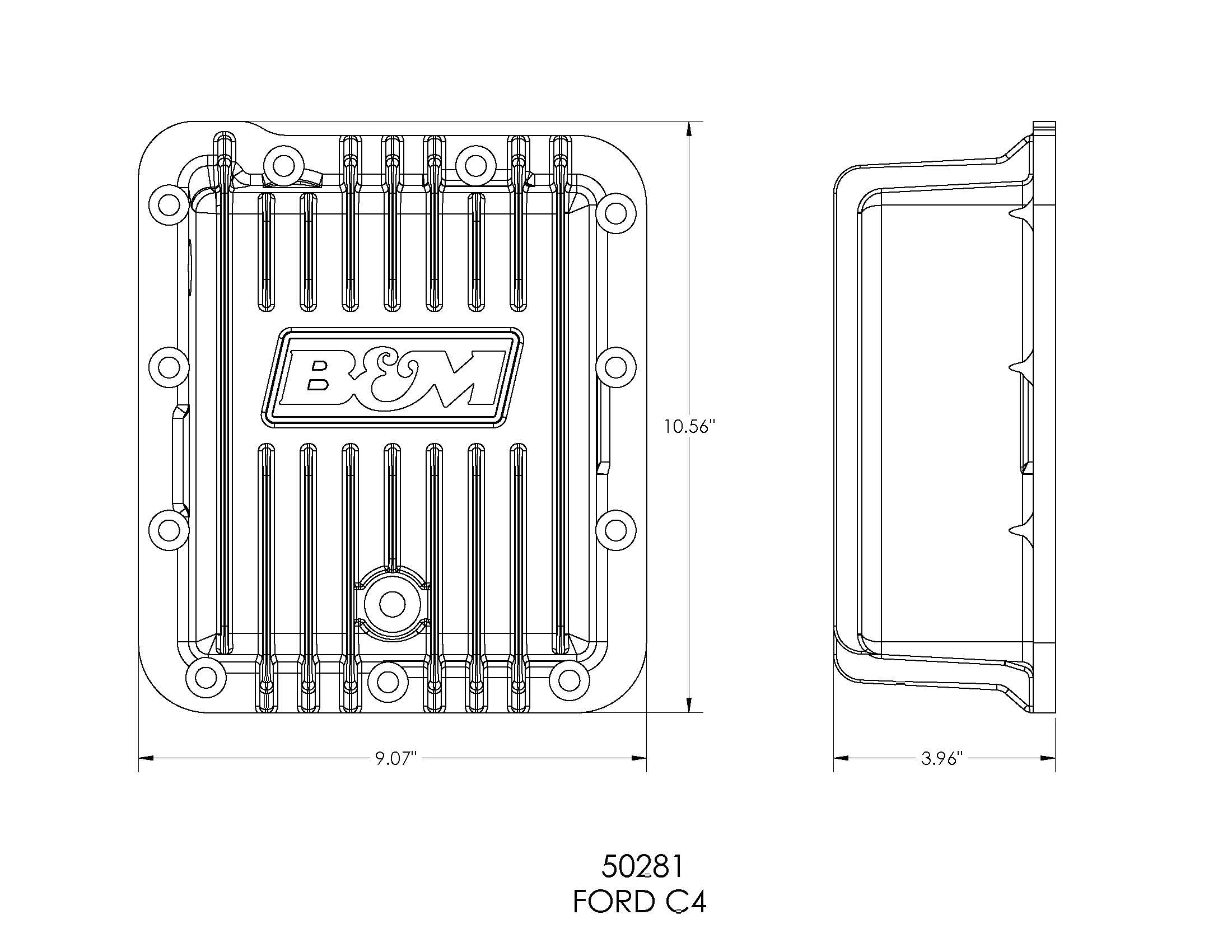 B&M 50281 Cast Aluminum Extra Deep Transmission Pan - Heavy Duty Replacement for Trucks & SUVs, Perfect for Off-Road & Towing Applications
