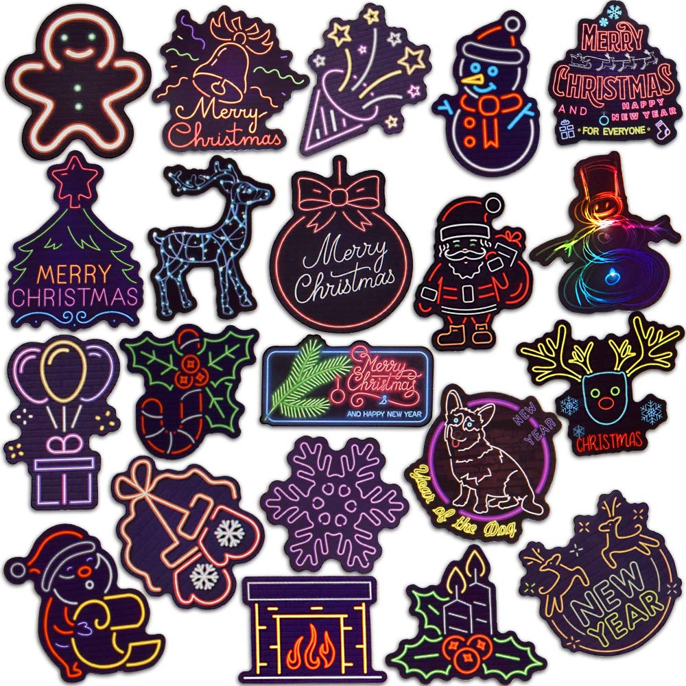 50 Pcs Waterproof Sushi Neon Christmas Stickers - Decorate Kindle, Water Bottles, Scrapbooks, Laptops & Books - Perfect for Holiday DIY Crafts, Gift Wrapping & Festive Decorations