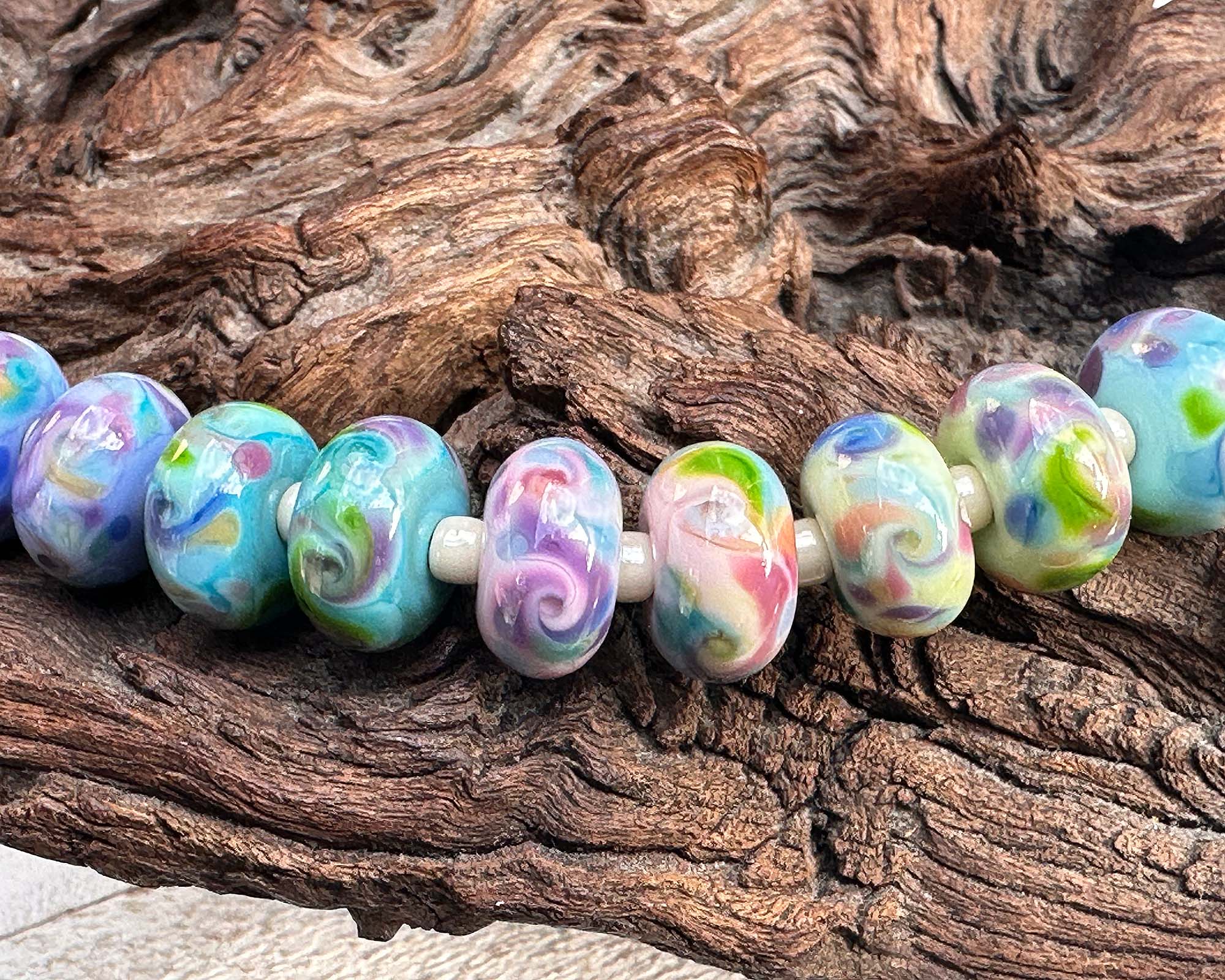 Handmade Lampwork Beads Set - Candy Bouquet Blue Glass Beads for Jewelry Making, DIY Crafts | Perfect for Necklaces, Bracelets, Earrings & Gift Making