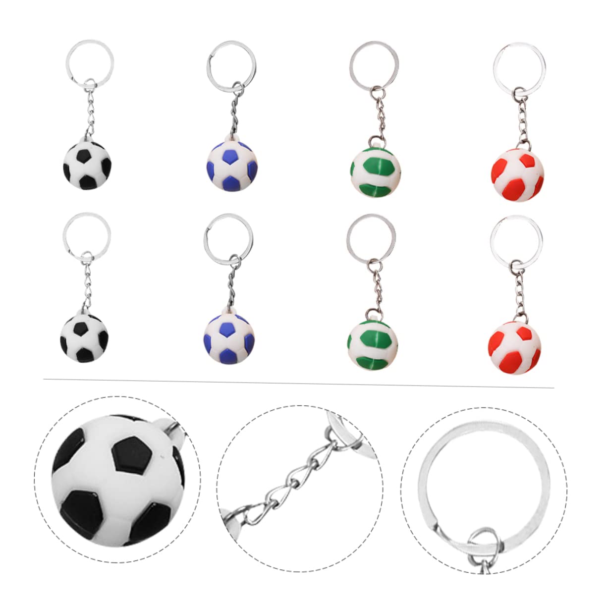 Balacoo 8-Piece Soccer Keychain Set - Realistic Mini Football Keyrings for Athletes & Fans - Durable Metal Key Rings for Sports Enthusiasts - Perfect for Gifts, Backpacks, and Car Keys