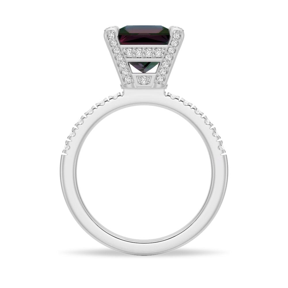 3 CT Princess Cut Alexandrite Engagement Ring with Moissanite Accents - Elegant Wedding Band for Proposals, Anniversaries & Special Occasions