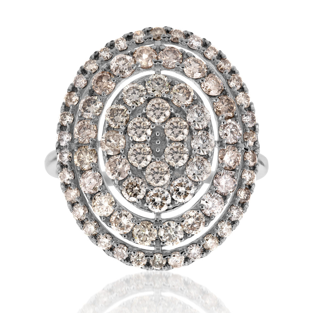 18ct White Gold 2 Carat Oval Diamond Cluster Ring for Women - Elegant Engagement, Wedding, Anniversary Jewelry Gift