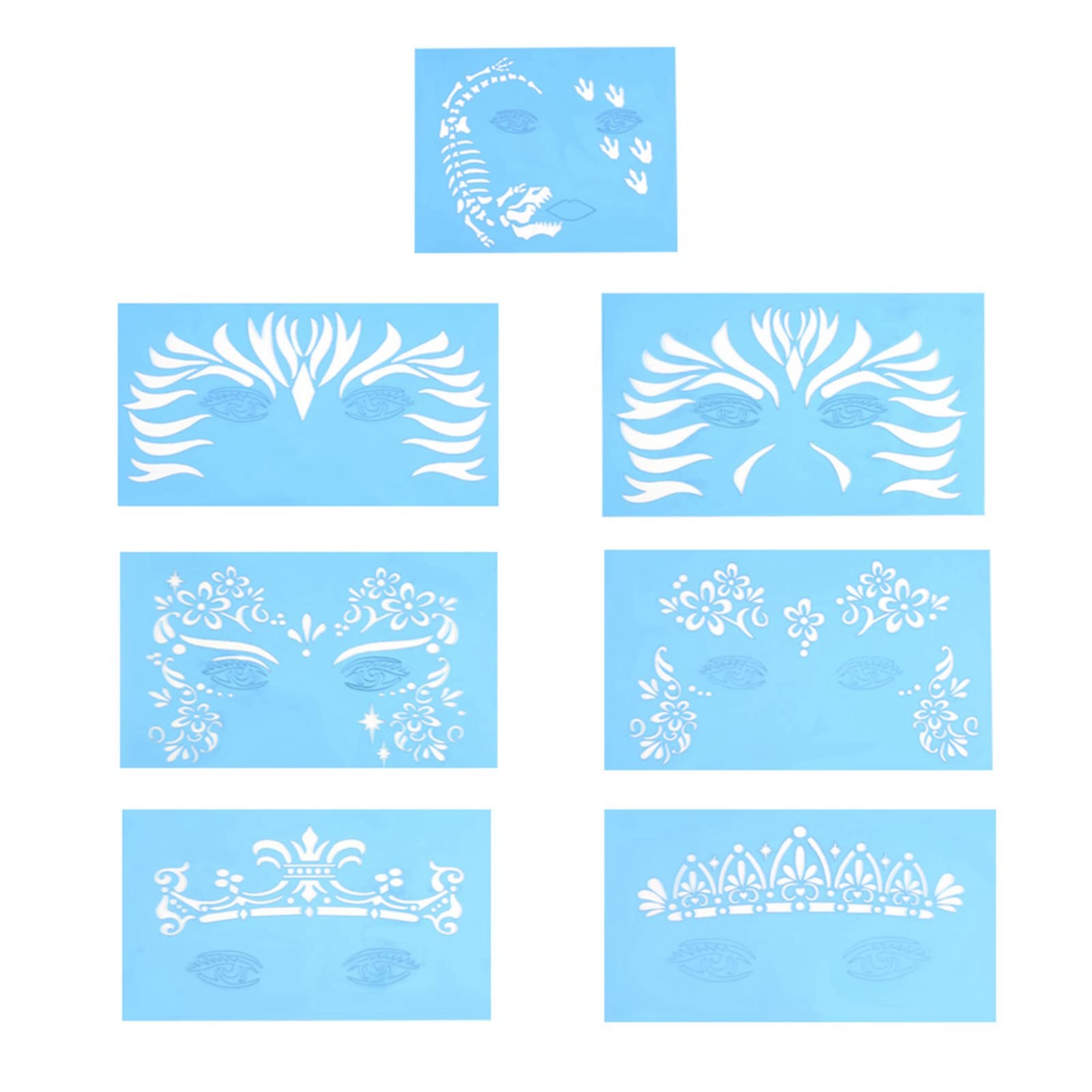 Reusable Face Paint Stencil Kit - 7pcs Body Painting Templates for Halloween, Cosplay & Face Makeup | Professional Facial Tattoo Design Tools for Kids & Adults