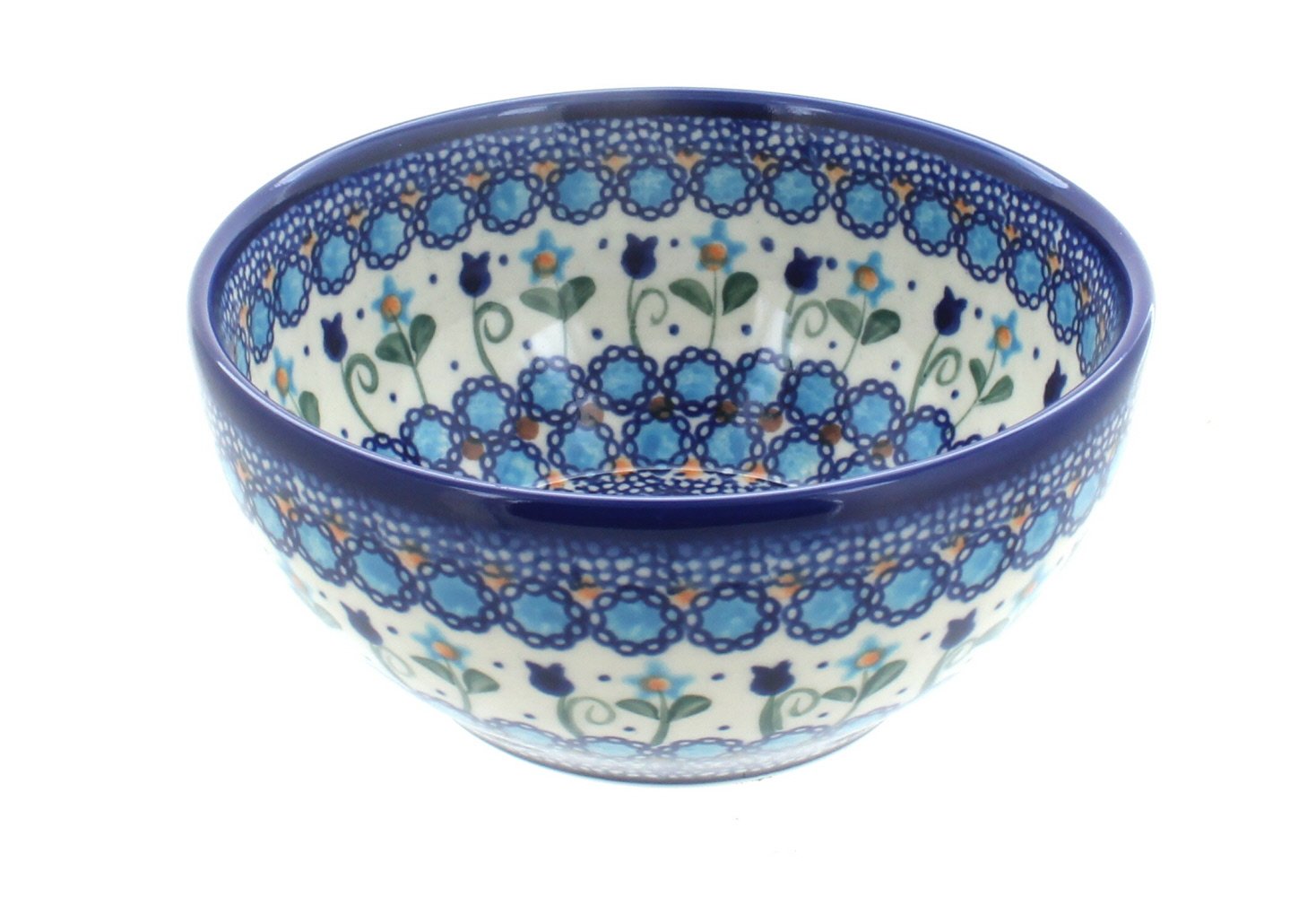 Handmade Blue Rose Polish Pottery Savannah Bowl - Ceramic Cereal & Soup Bowl for Breakfast, Dessert, or Home Decor - Perfect for Kitchen, Dining Room, or Gift Giving