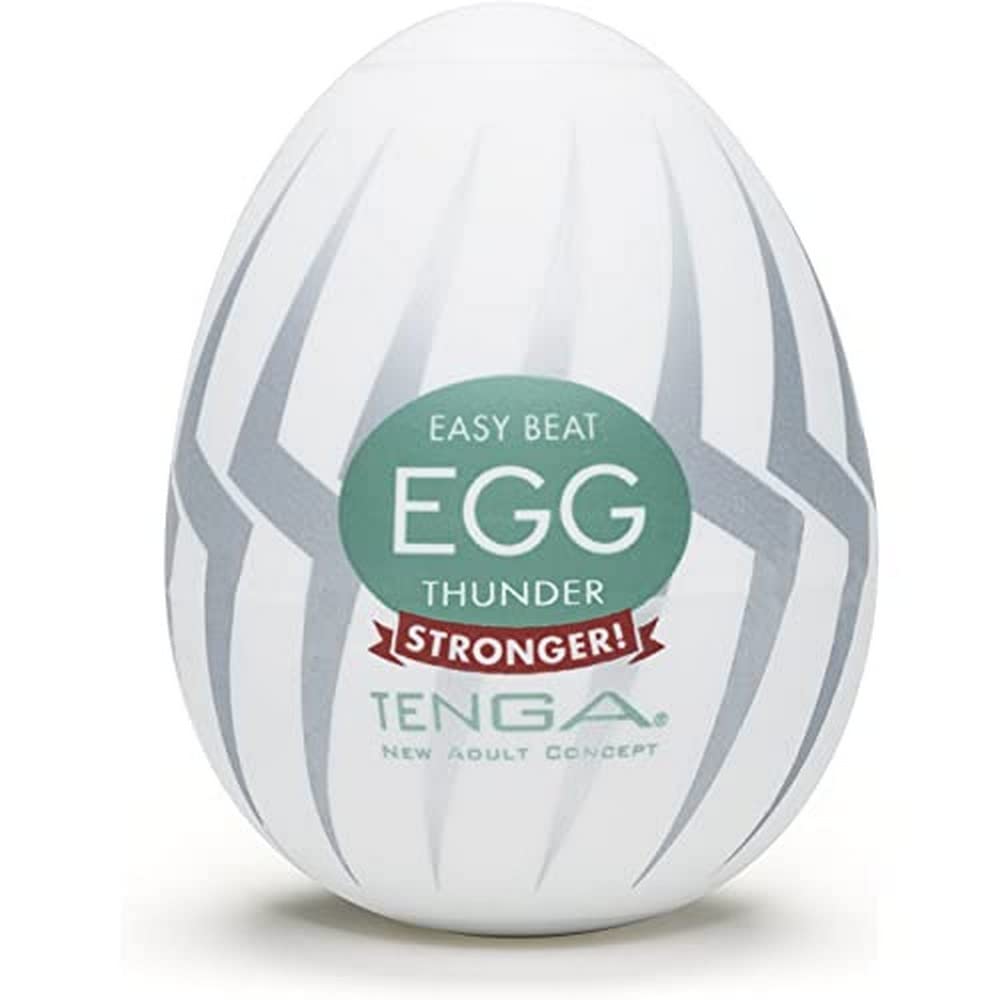 Tenga Easy Beat Egg Male Masturbator - Discreet & Reusable Adult Pleasure Toy for Men (Thunder White) | Perfect for Solo Play, Couples Fun & Stress Relief