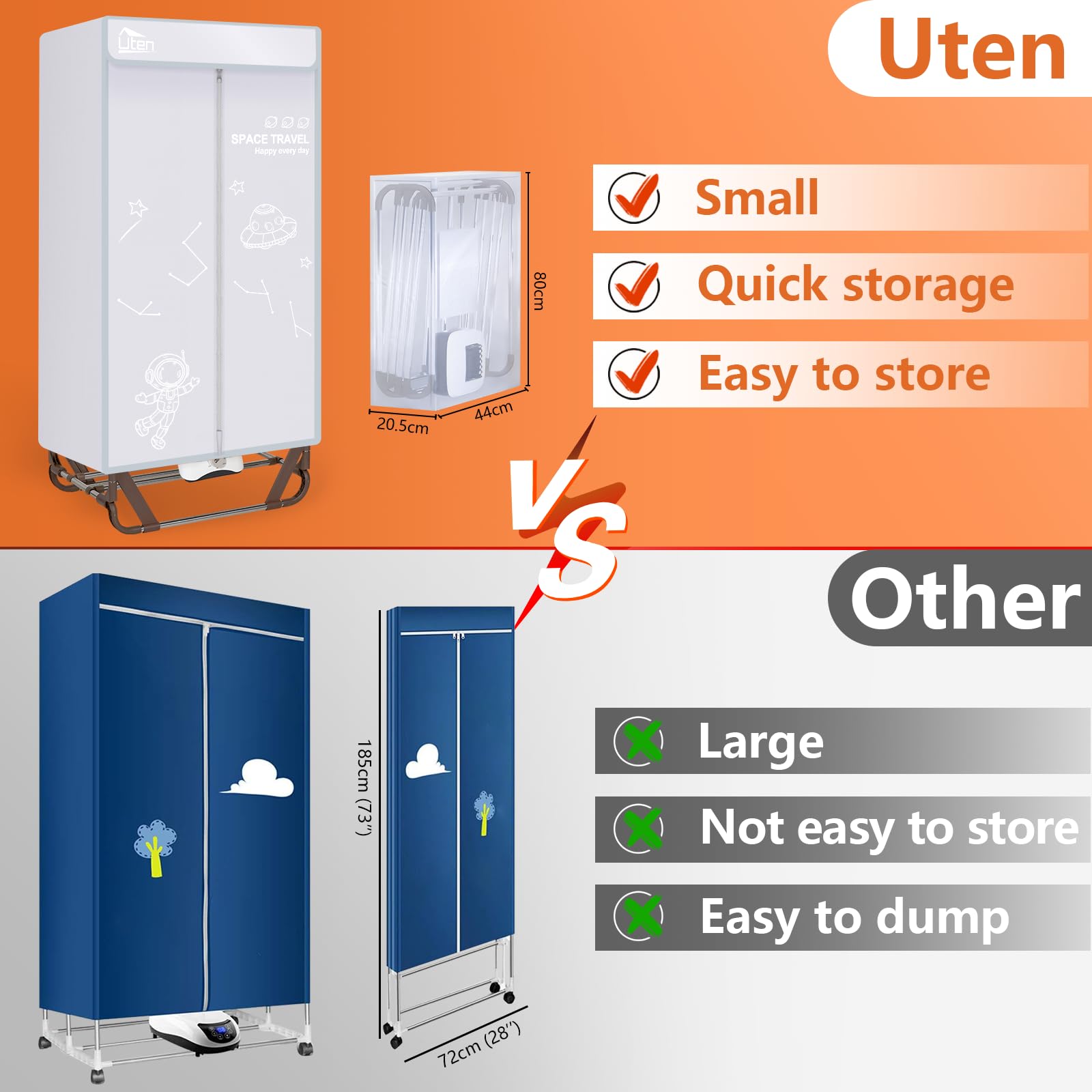 1500W Electric Clothes Dryer Machine with Timer - 2-Tier Foldable Laundry Drying Rack & Wardrobe for Apartments, RV, Travel & Home Use | Fast Drying Solution for Small Spaces