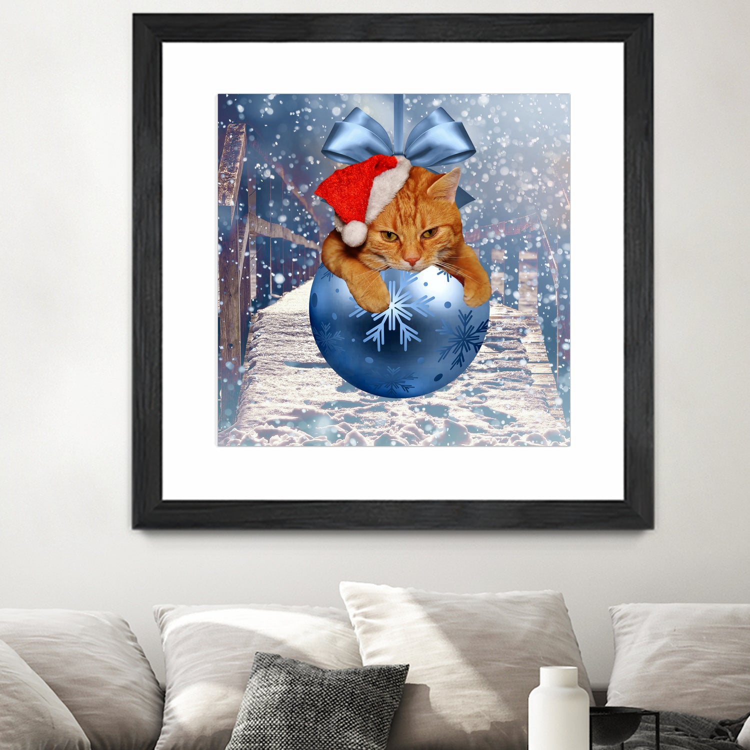 Christmas Cat and Snow Decorations - Festive Holiday Cat Ornaments for Christmas Tree, Home & Office Decor - Perfect for Holiday Gifts, Party Favors & Winter Themed Celebrations