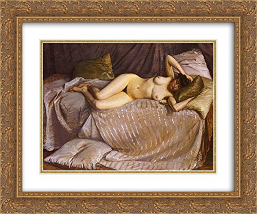 Gustave Caillebotte Museum Art Print - 24x20 Gold Ornate Framed Canvas with Double Matting - Classic Nude Painting for Living Room & Bedroom Wall Decor